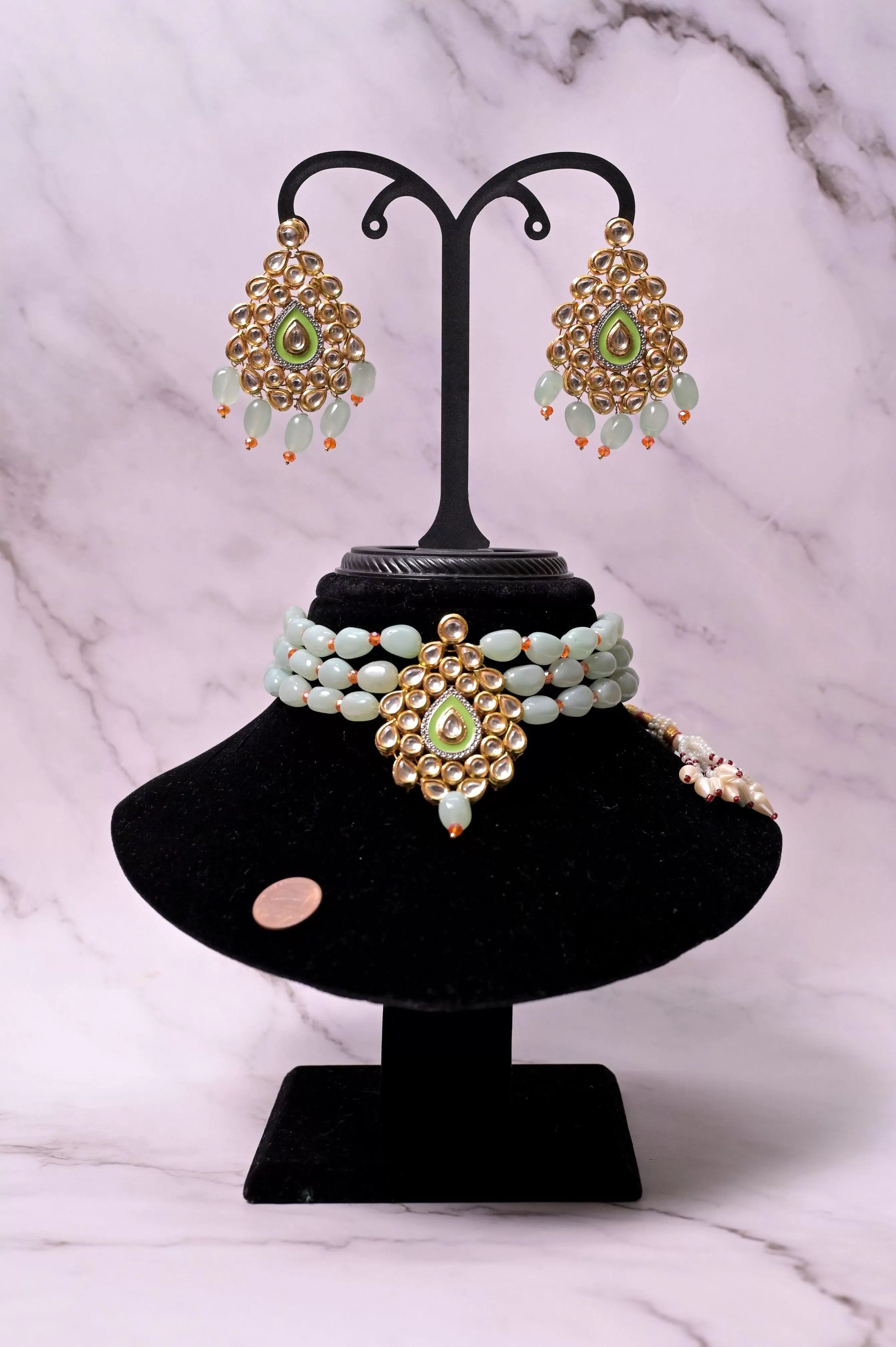 Monalisa Stone Work Kundan Collar Necklace Set