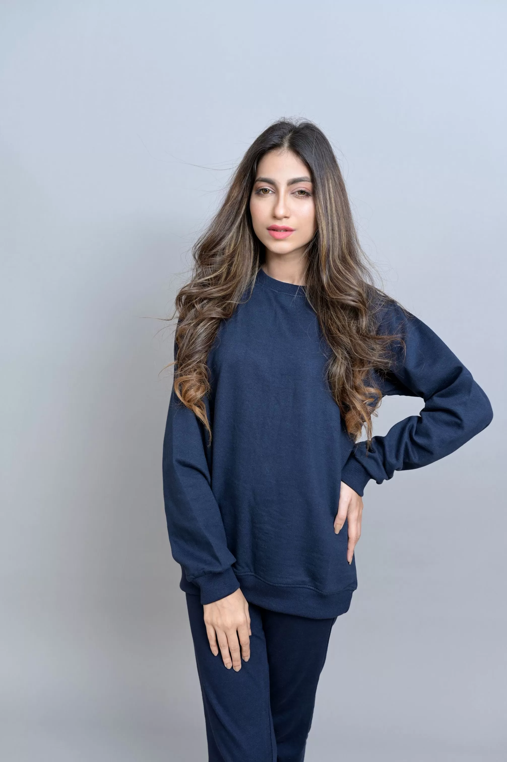 Navy Blue Basic Sweatshirt