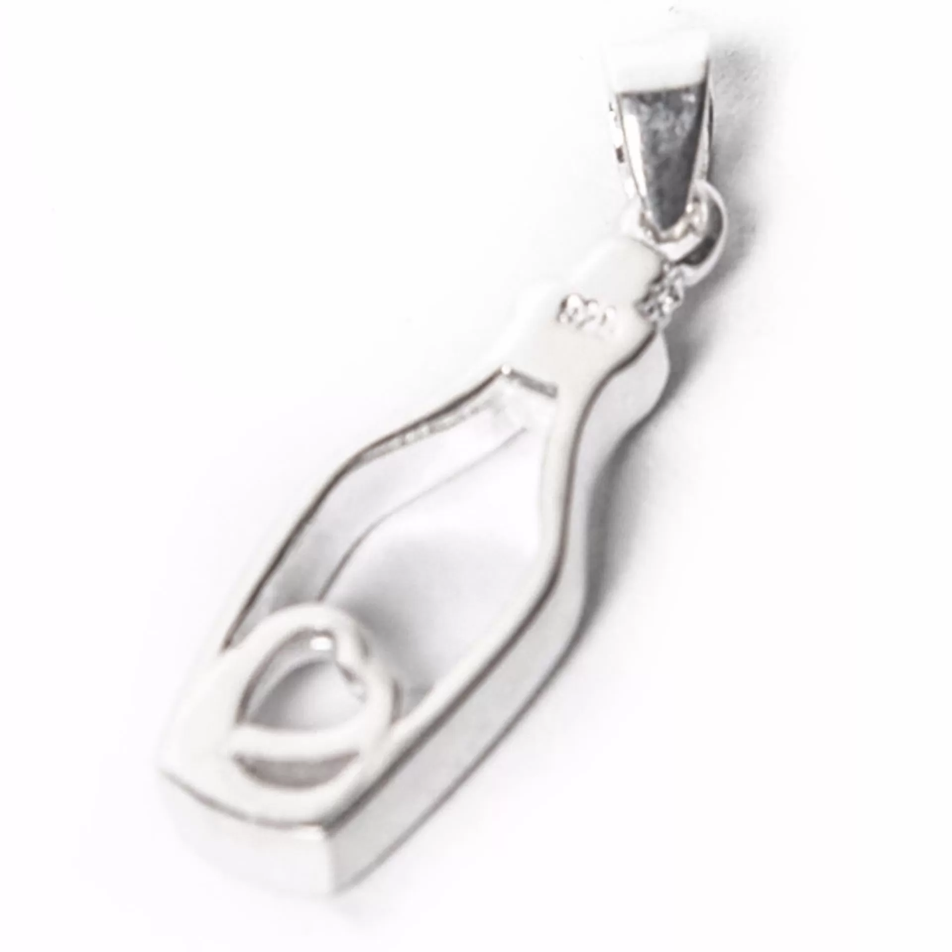 Open Heart with Bottle Pendant Silver chain