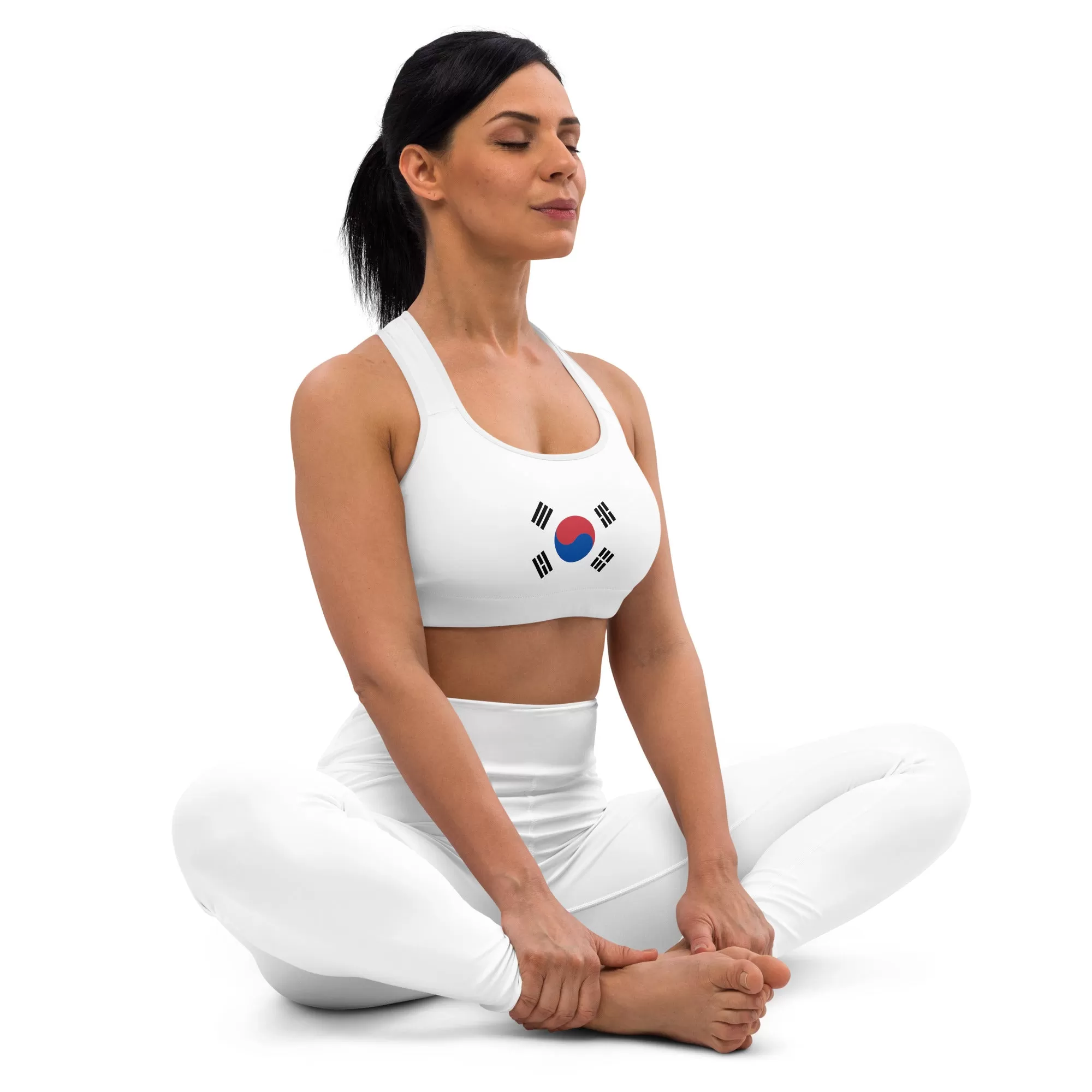 Padded Sports Bra With South Korean Flag