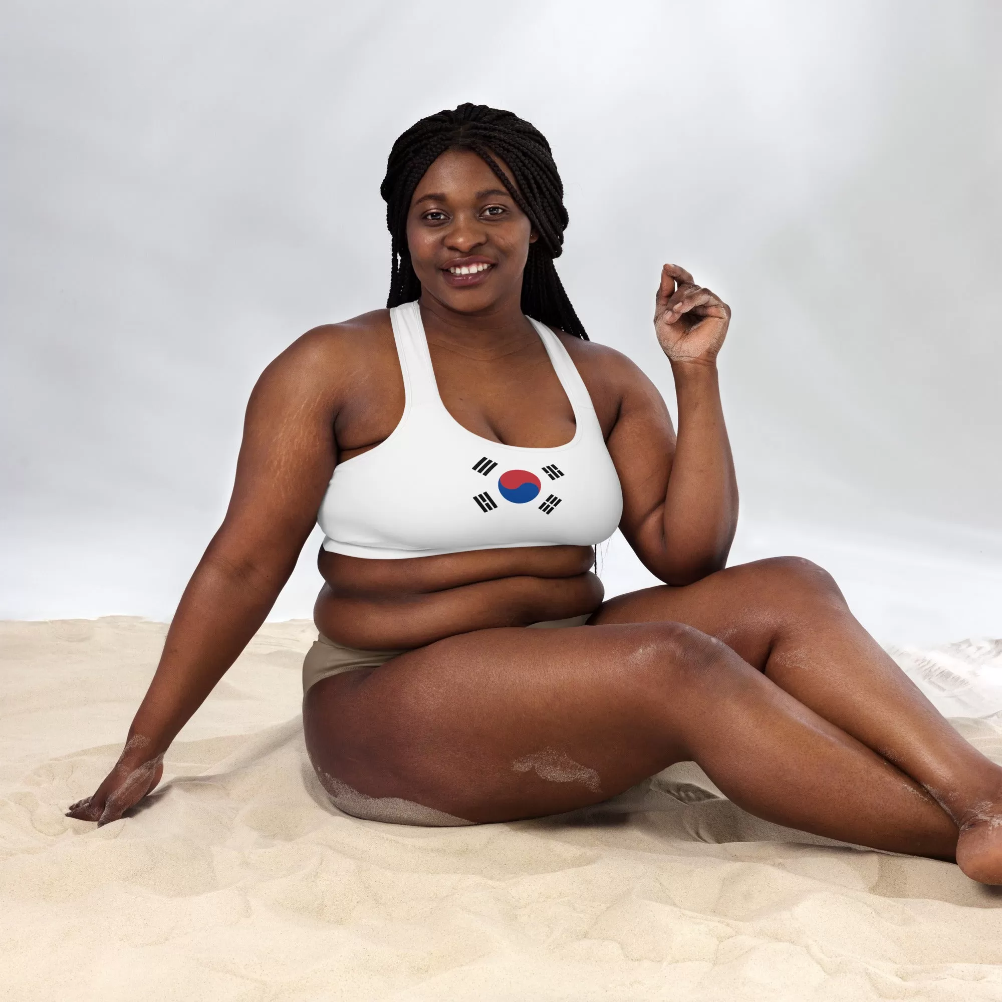 Padded Sports Bra With South Korean Flag