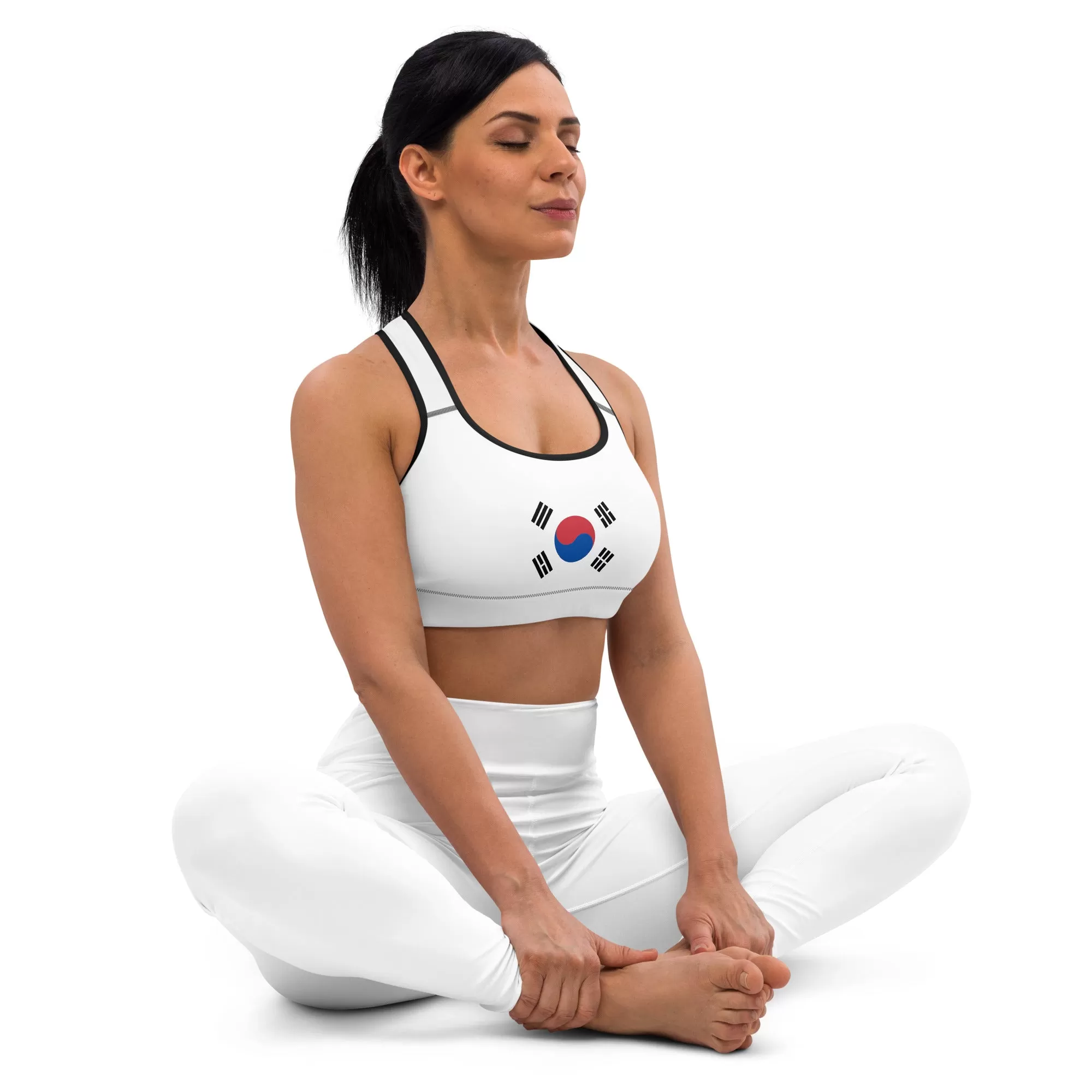 Padded Sports Bra With South Korean Flag