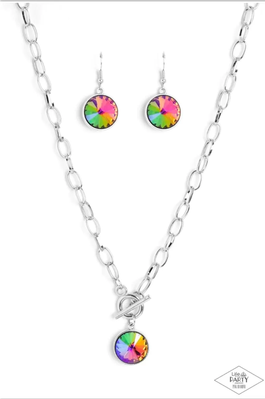 Paparazzi She Sparkles On Multi Necklace & Earring Set