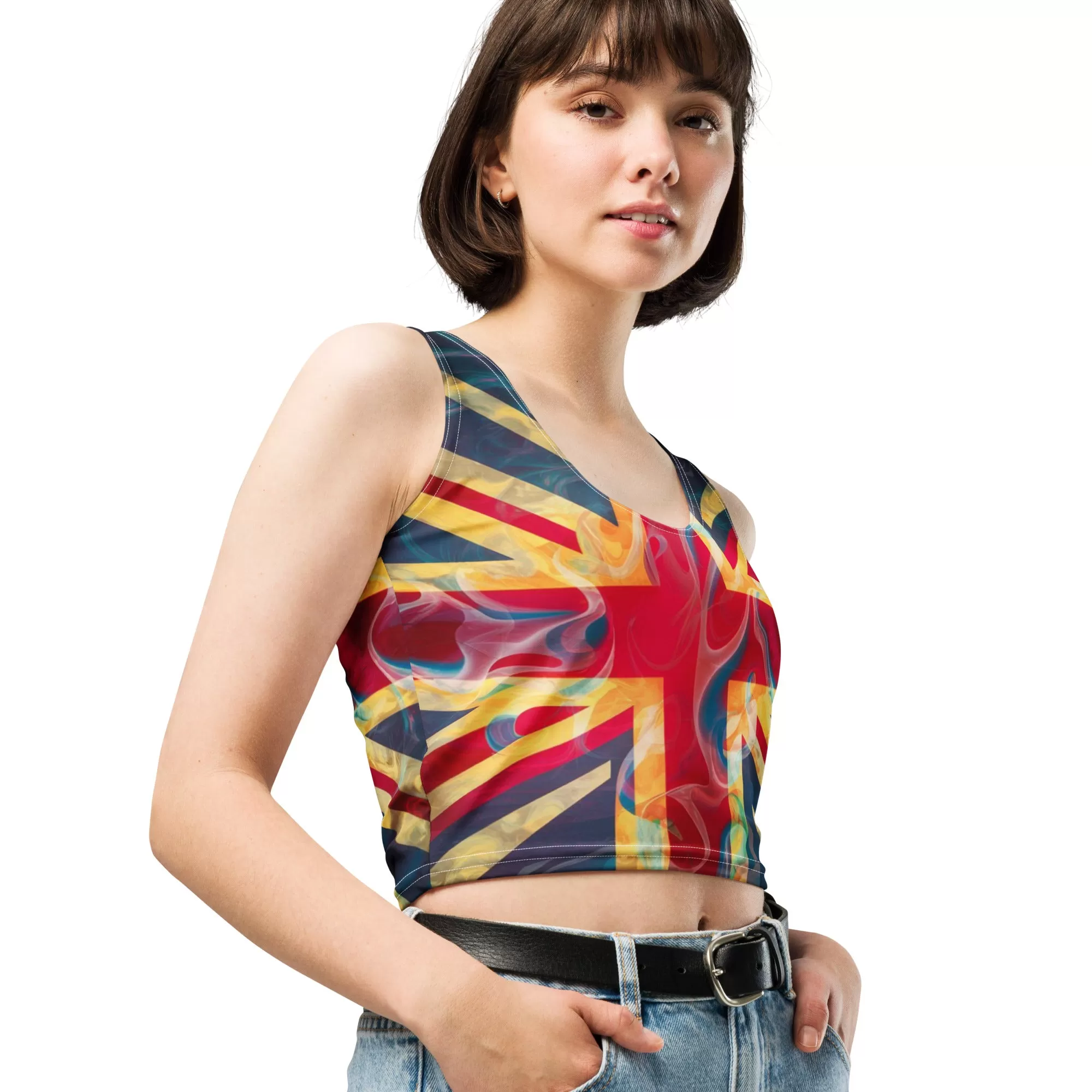 Psychedelic Union Jack Crop Top