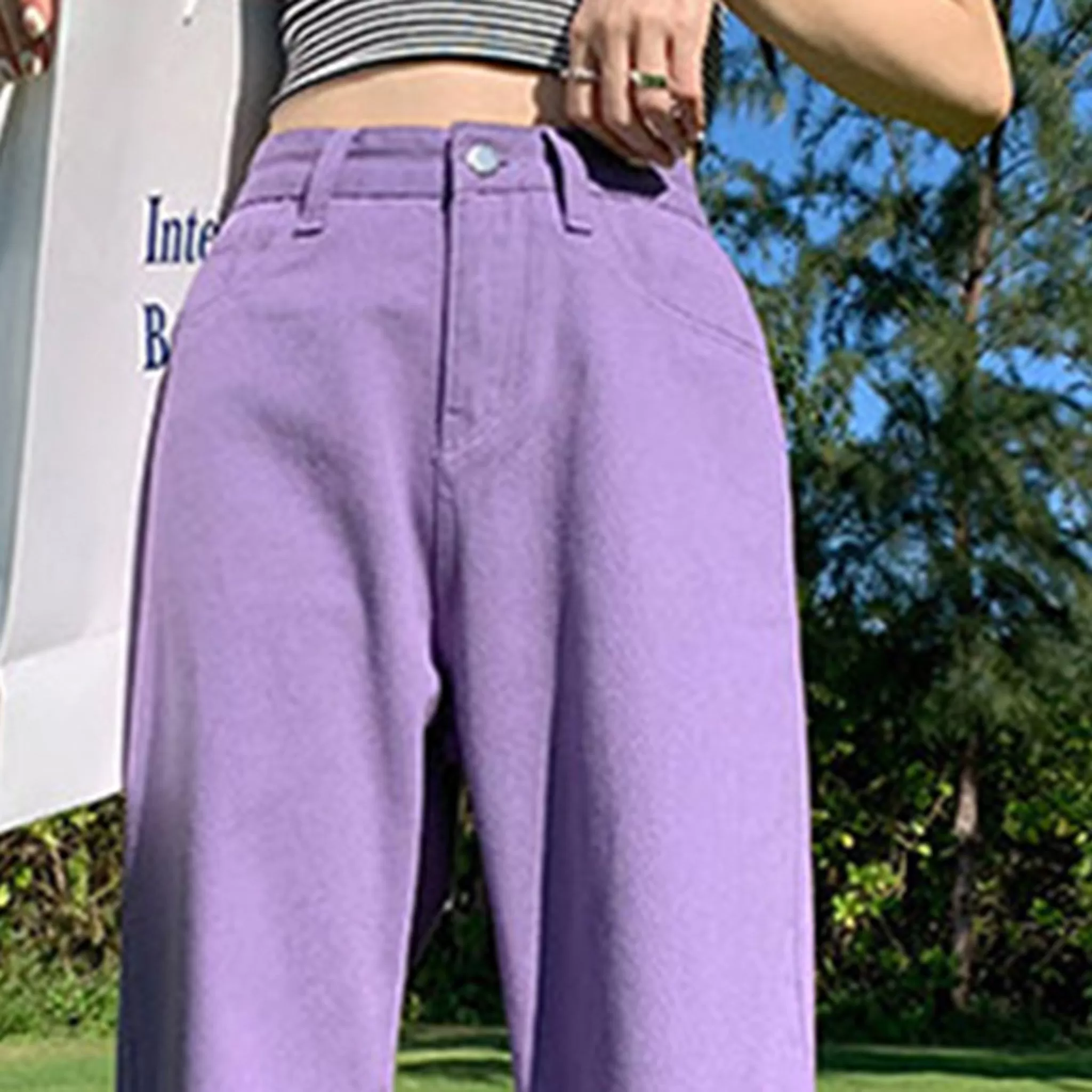 Purple straight-fit jeans for women