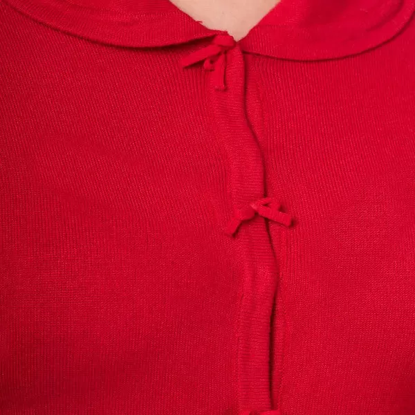 Red Short Sleeve Crop Collar Cardigan