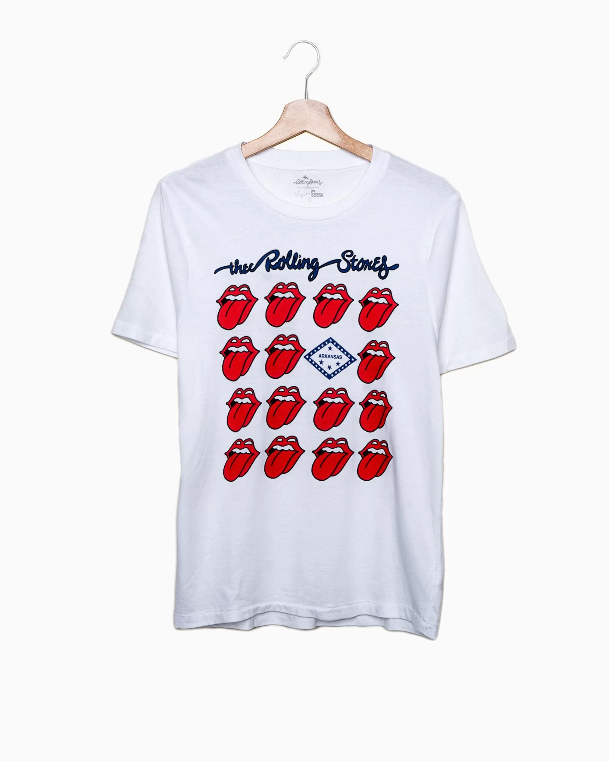 Rolling Stones Arkansas Flag Multi Lick White Tee