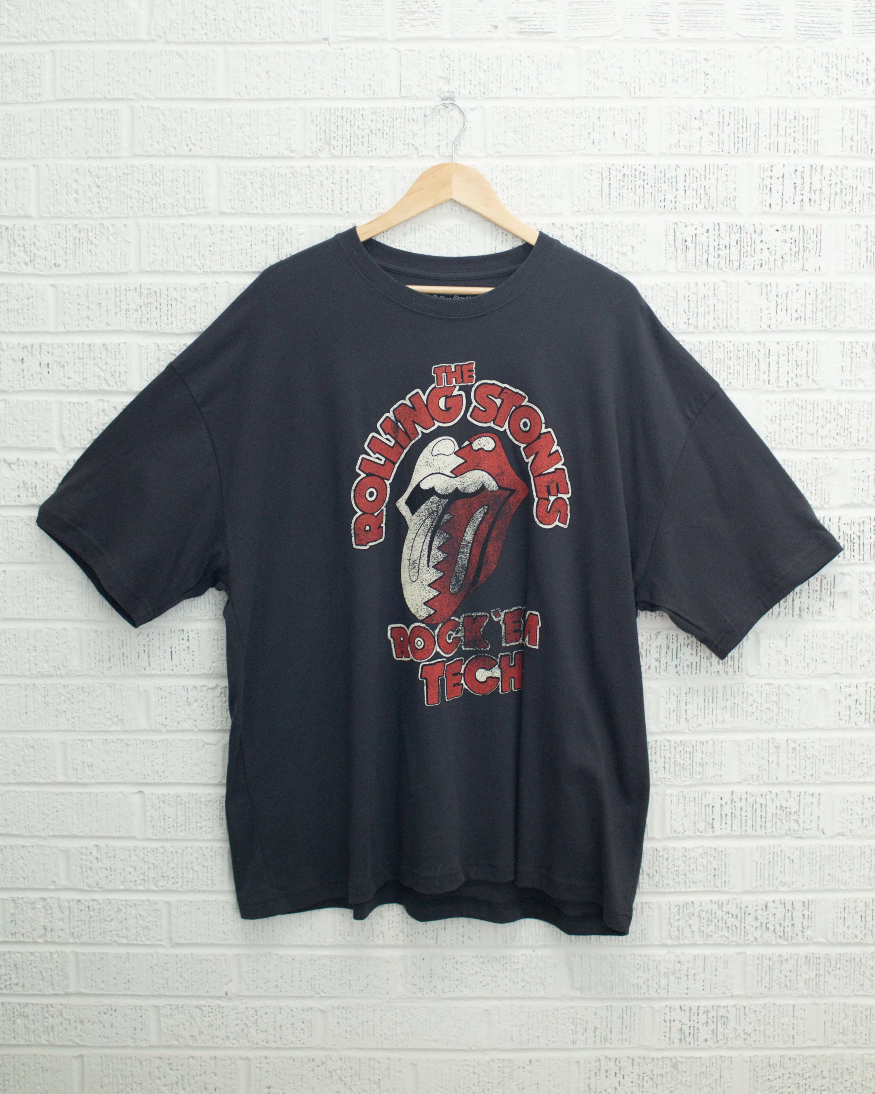 Rolling Stones Rock 'Em Texas Tech Off Black Oversized Tee