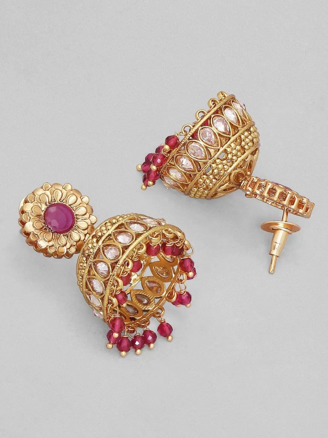 Rubans 22K Gold Plated Handcrafted Filigree Jhumka Earrings