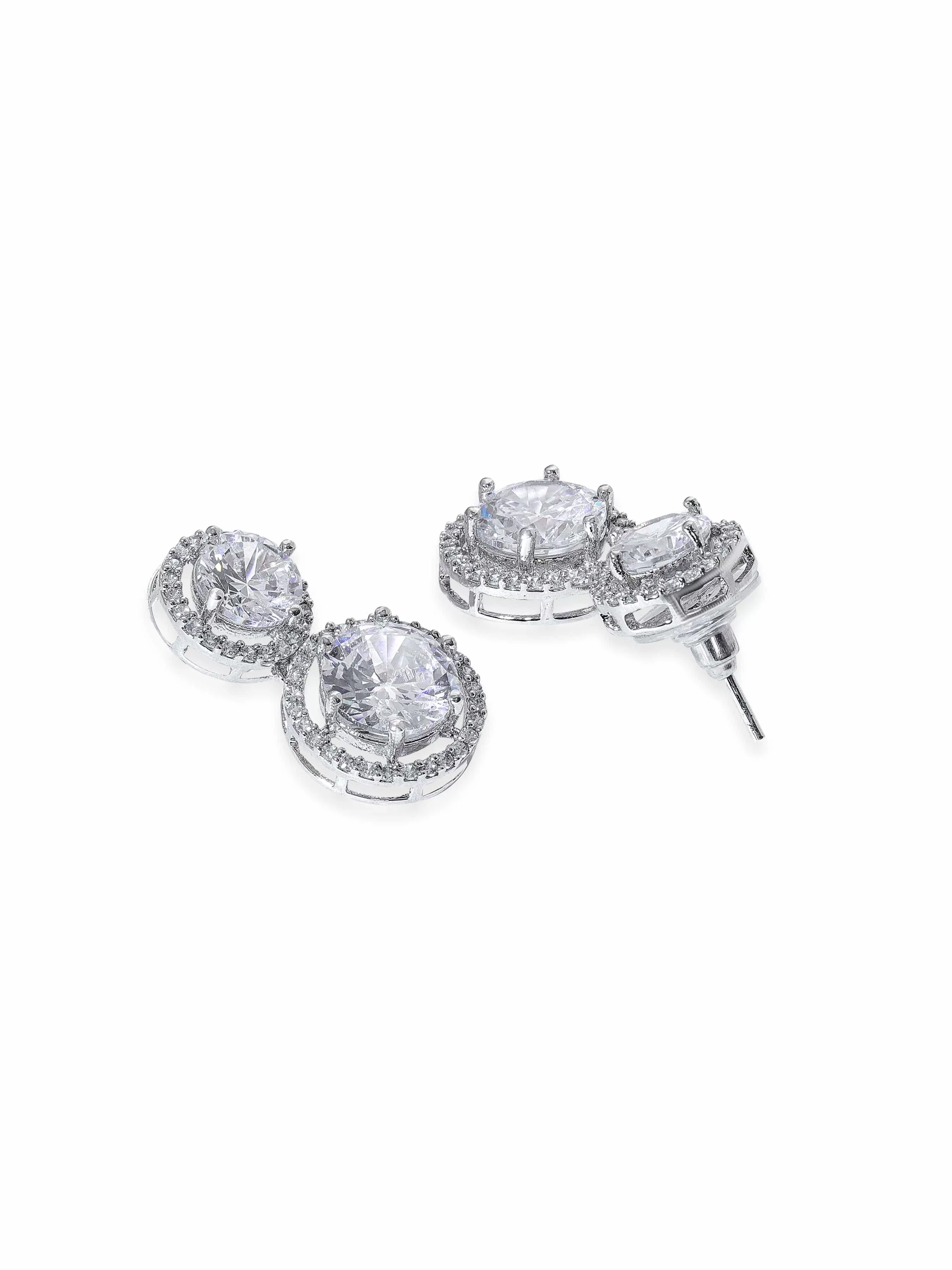 Rubans Rhodium Plated Crystal Zirconia Classic Drop Earring