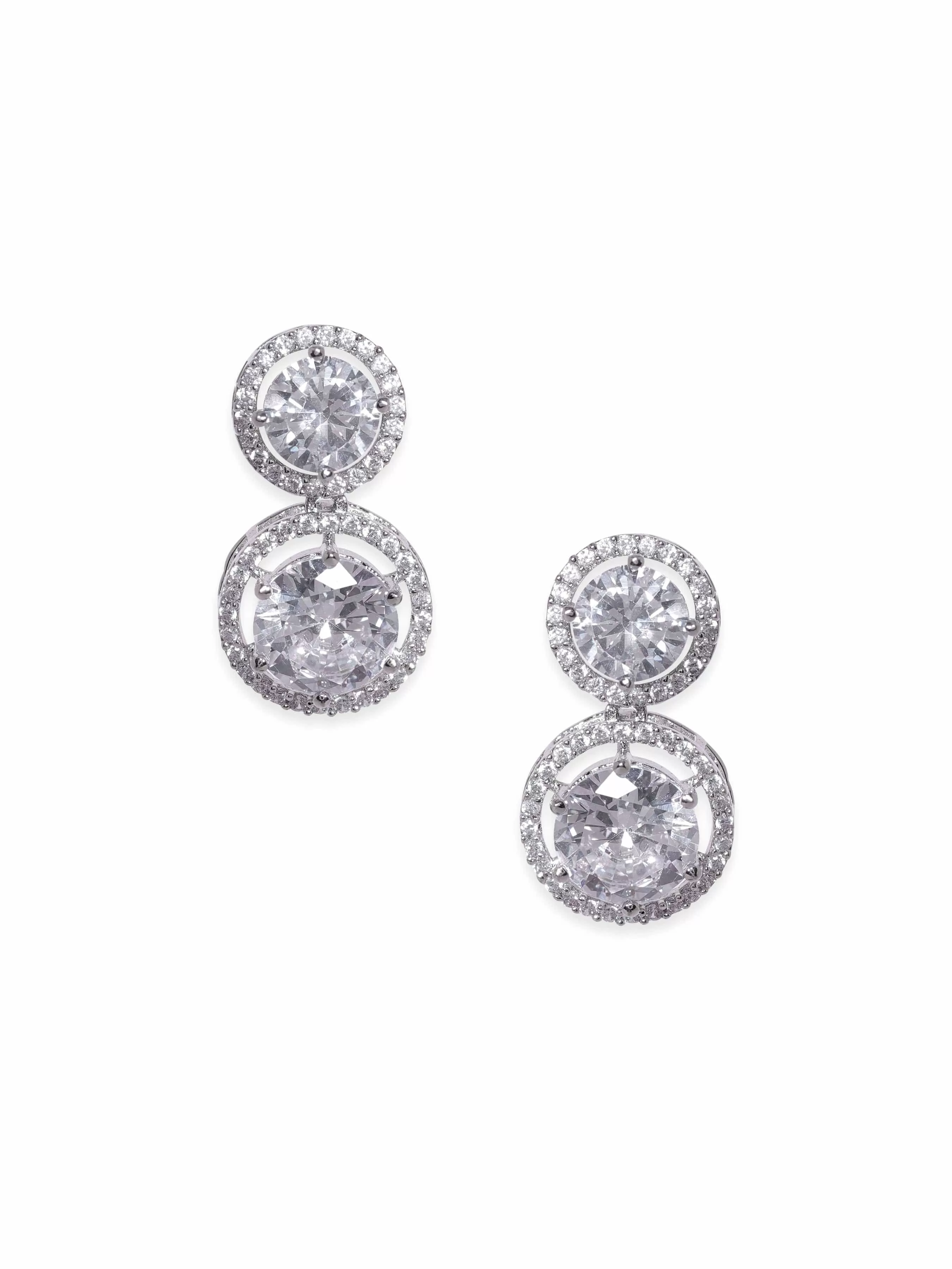 Rubans Rhodium Plated Crystal Zirconia Classic Drop Earring