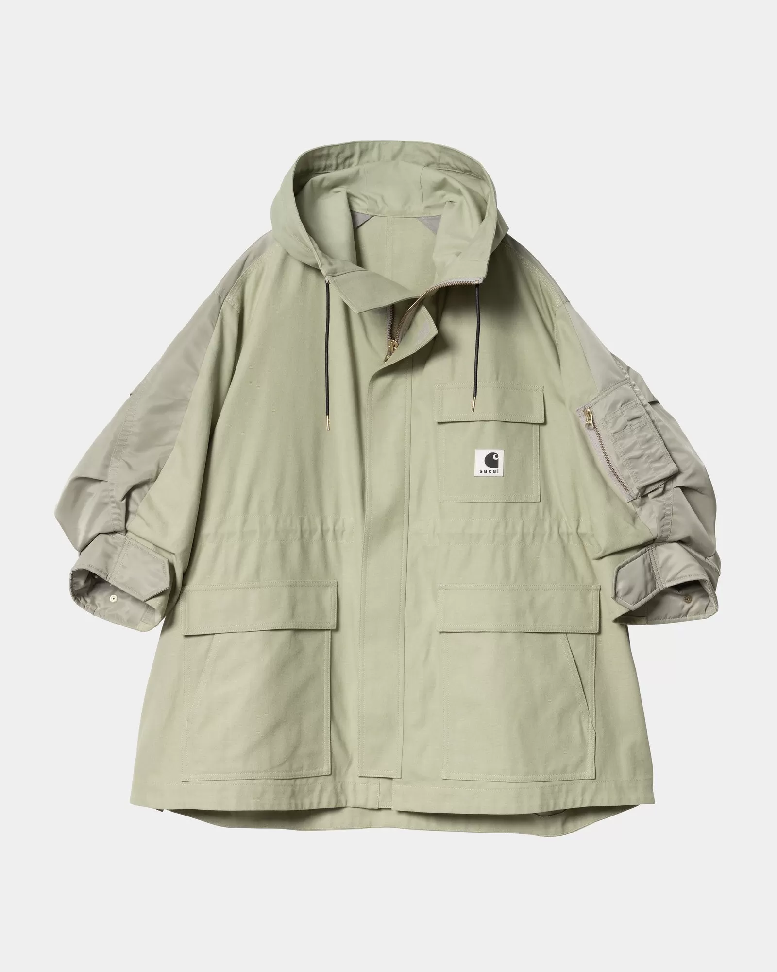 sacai x Carhartt WIP Women's Duck x Nylon Twill Coat | Light Green / Light Khaki