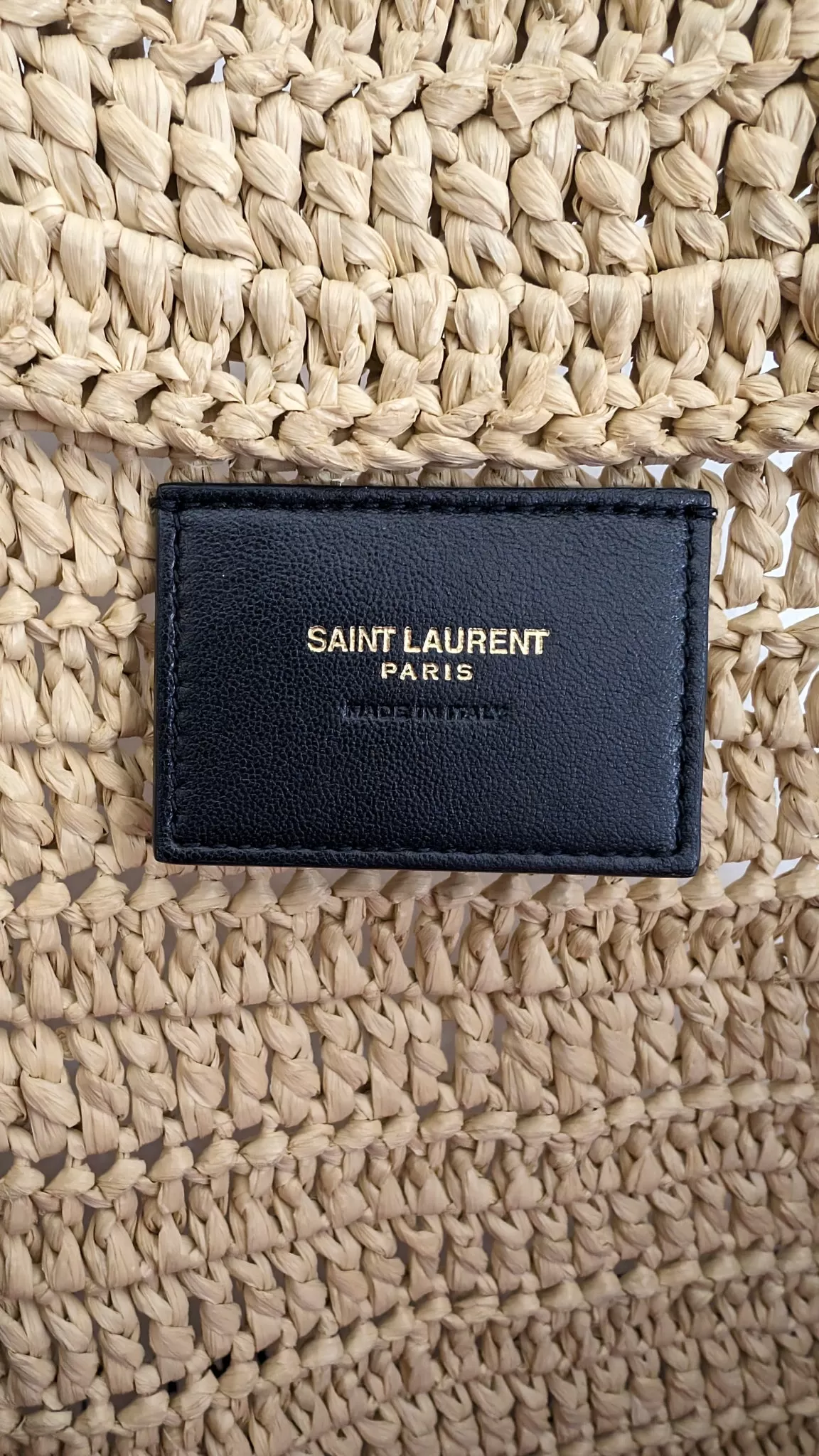 Saint Laurent Rive Gauche Logo Embroidered Raffia Woven Tote