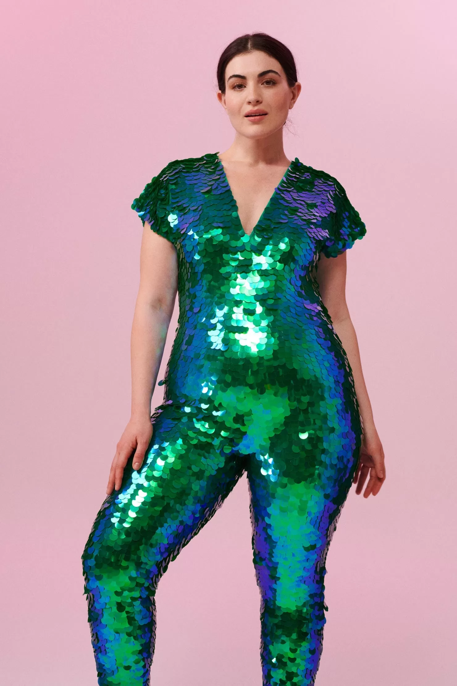 SALE APHRODITE SEQUIN JUMPSUIT - EMERALD