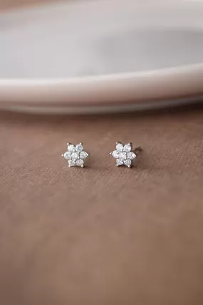 Shinning Flower Nakshatra Sterling Silver Stud Earrings