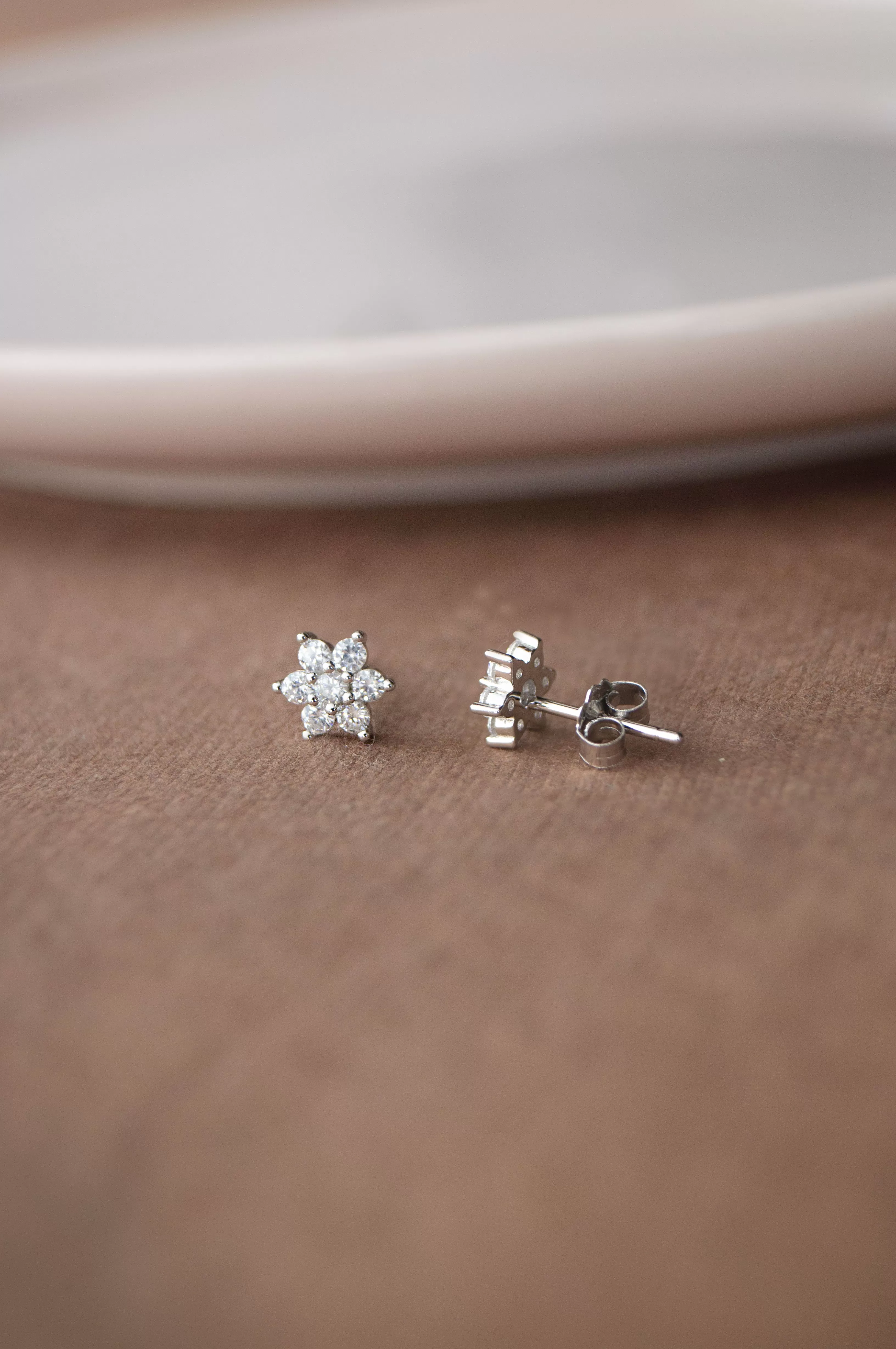 Shinning Flower Nakshatra Sterling Silver Stud Earrings