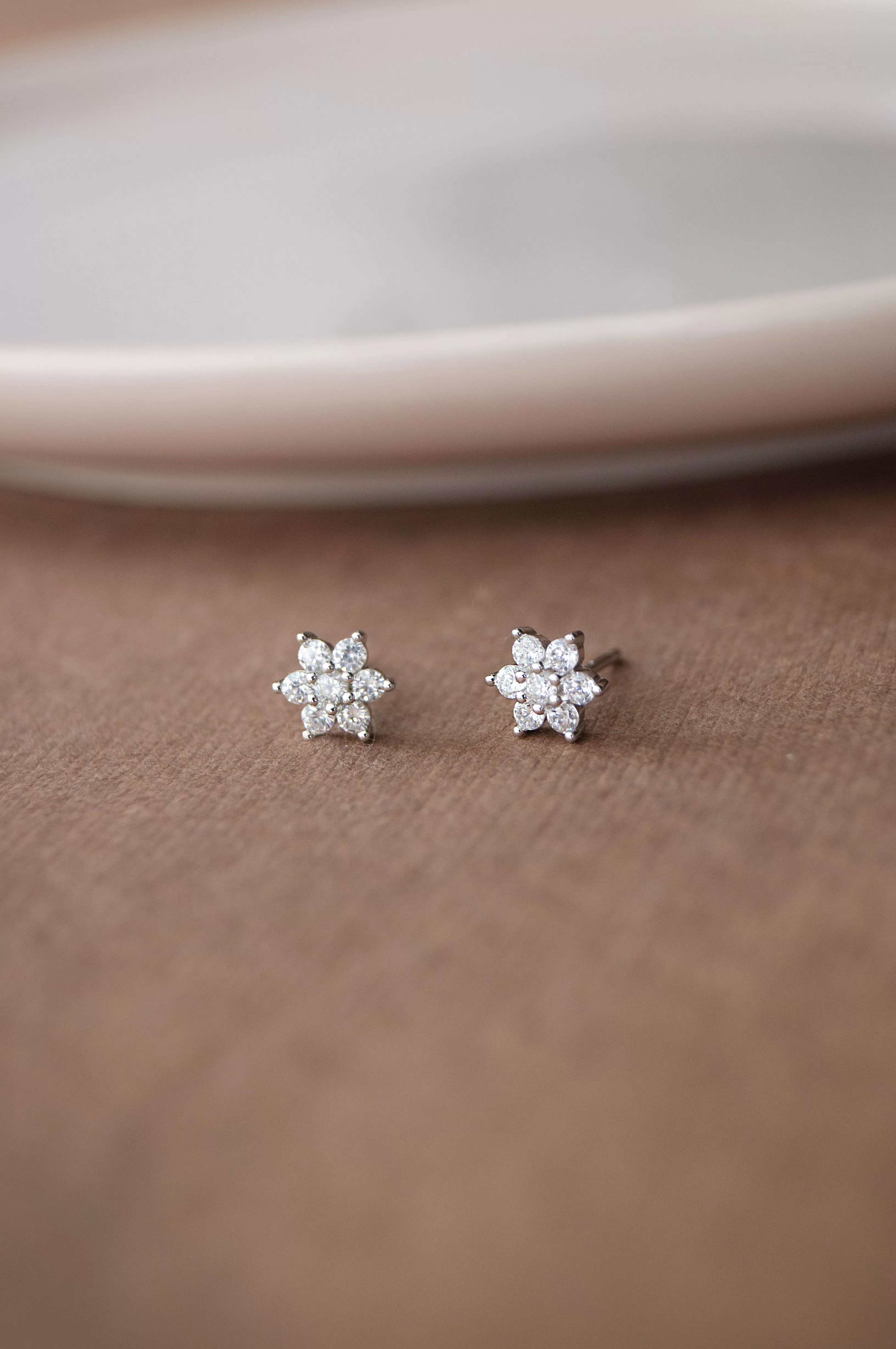 Shinning Flower Nakshatra Sterling Silver Stud Earrings