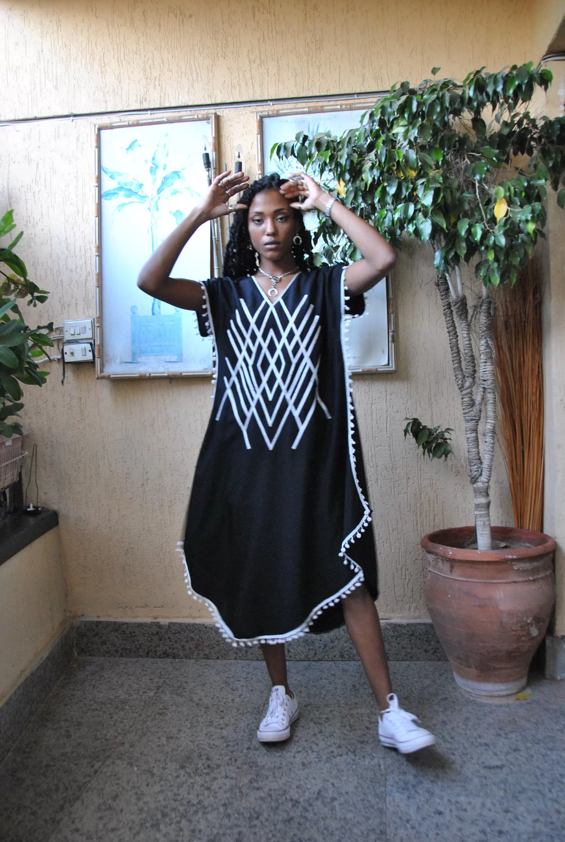 Short Black Tunic dress, Boho embroidery tunic kaftan, Short Tunic dress, Summer tunic, boho tunic dress,