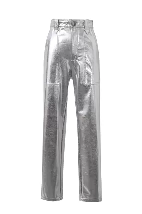 Silver Faux Leather Trousers