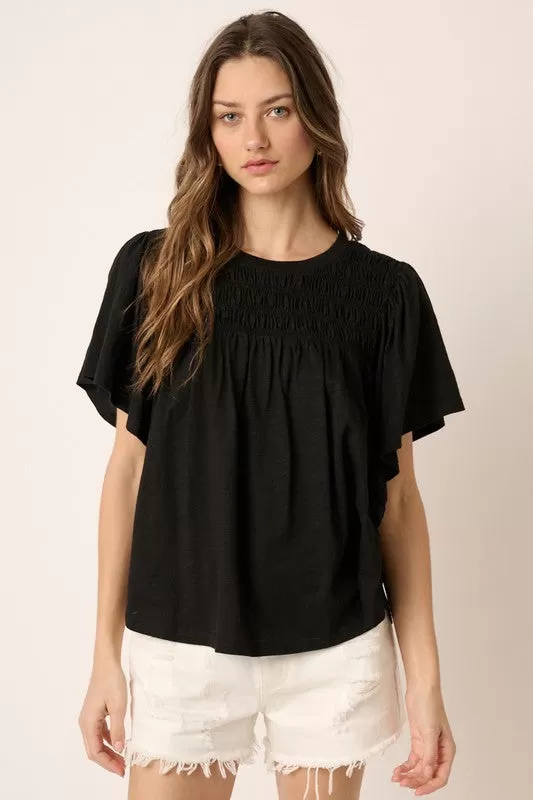 Smocked Flutter Sleeve Top