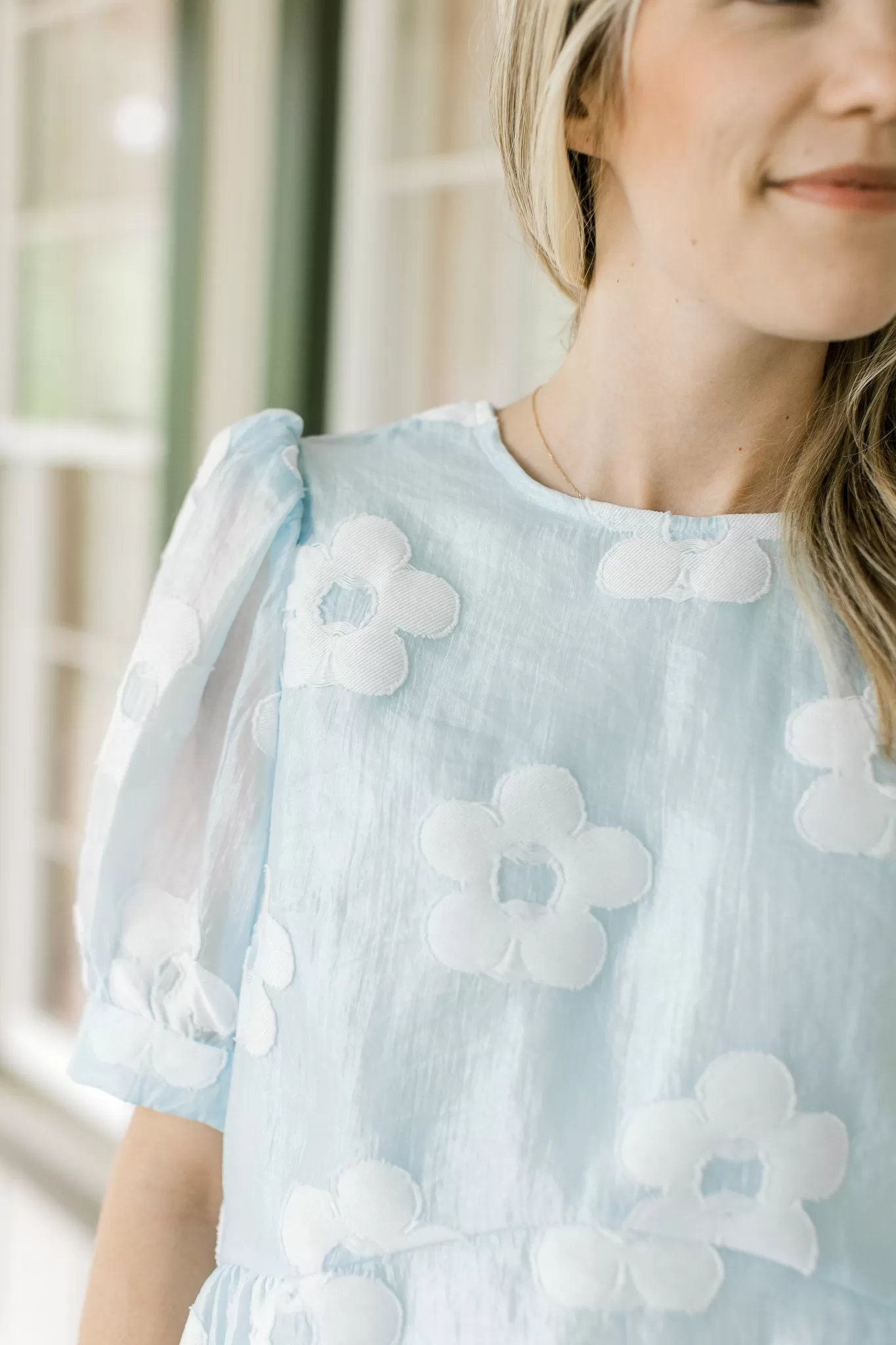 Subtle Blue Flower Top