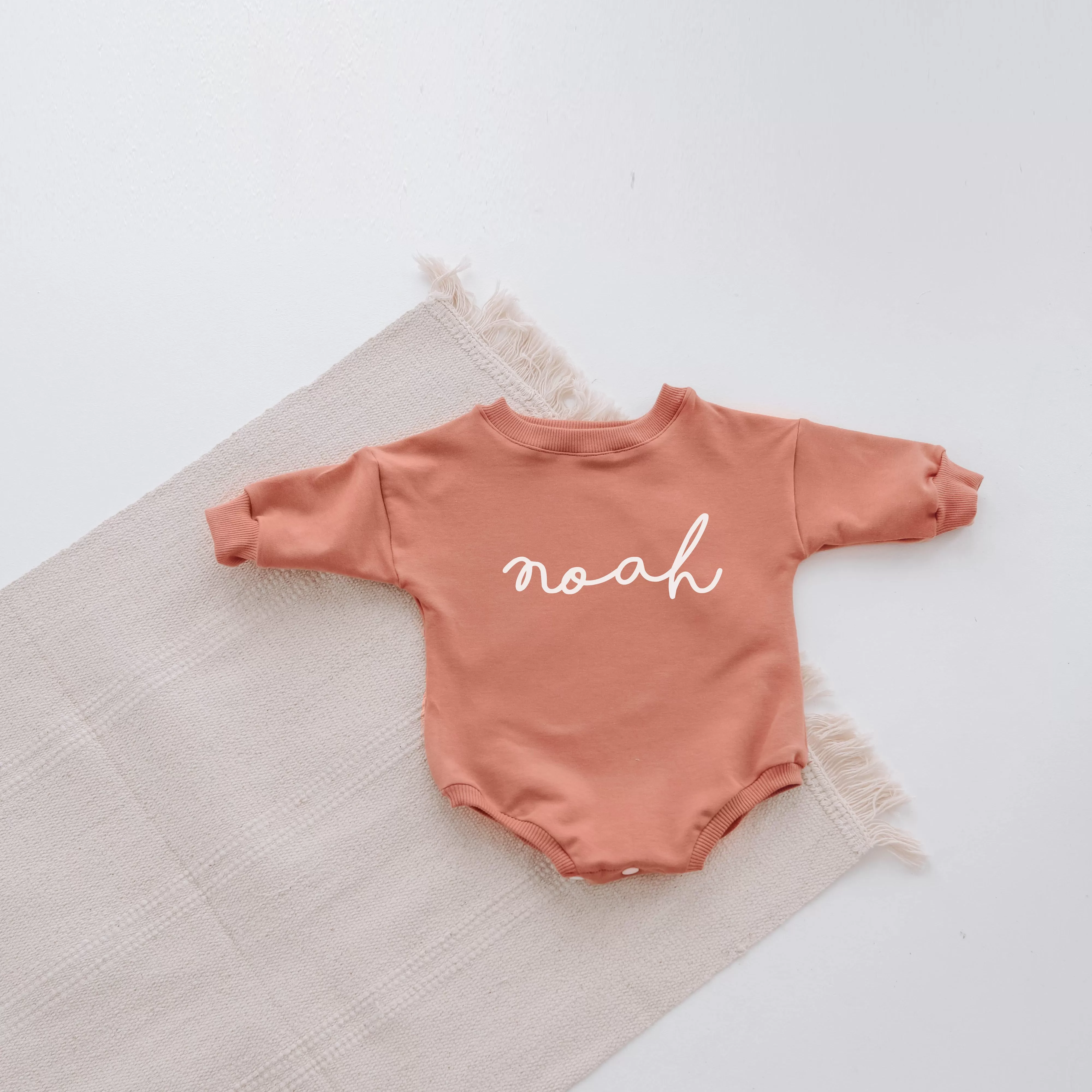 Terracotta PERSONALISED sweatshirt romper. { 3 FONTS }