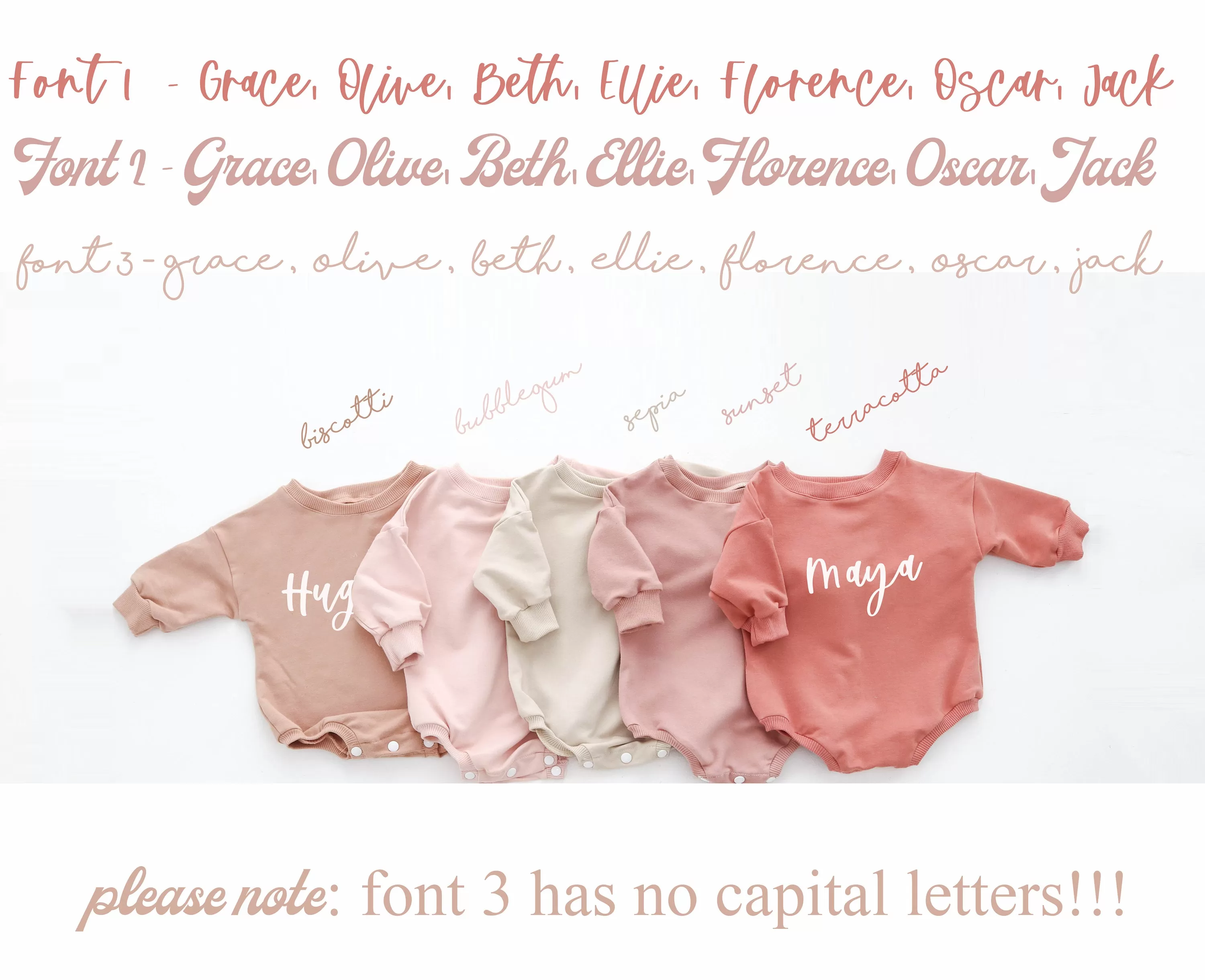 Terracotta PERSONALISED sweatshirt romper. { 3 FONTS }