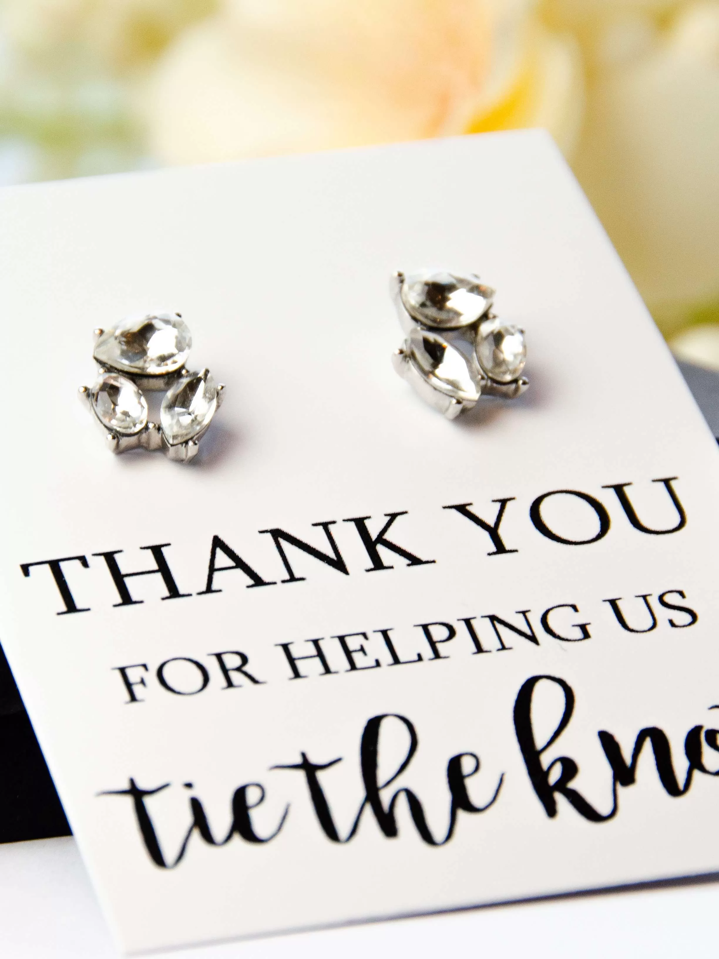 Thank You Tie the Knot Bridesmaid Proposal Jewel Earrings