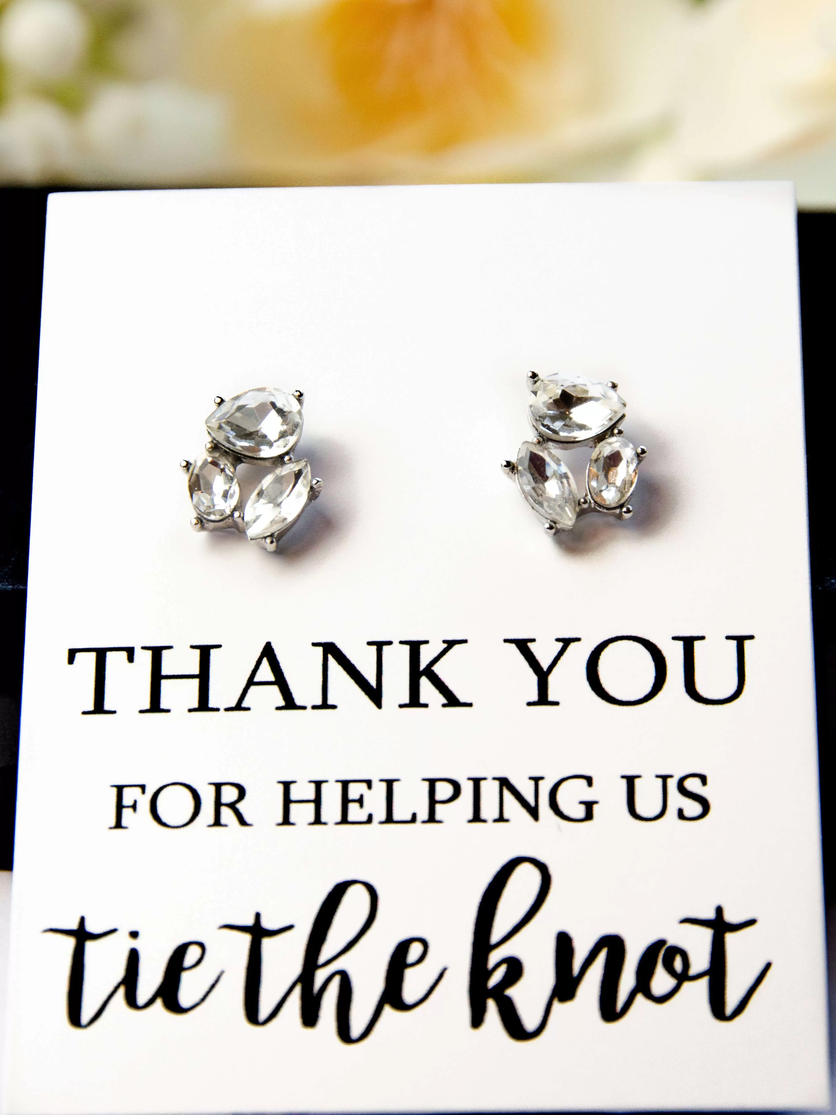 Thank You Tie the Knot Bridesmaid Proposal Jewel Earrings