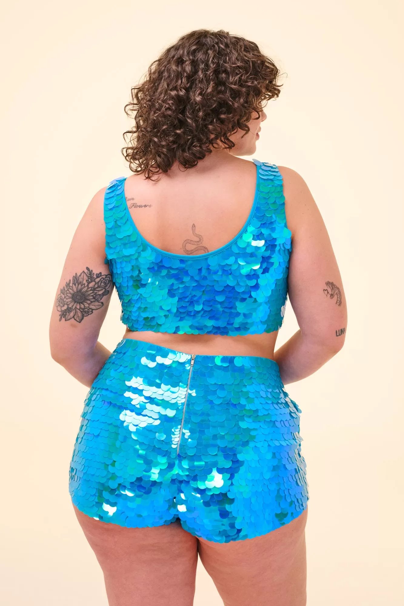 TWINKS SEQUIN CROP TOP - SKY