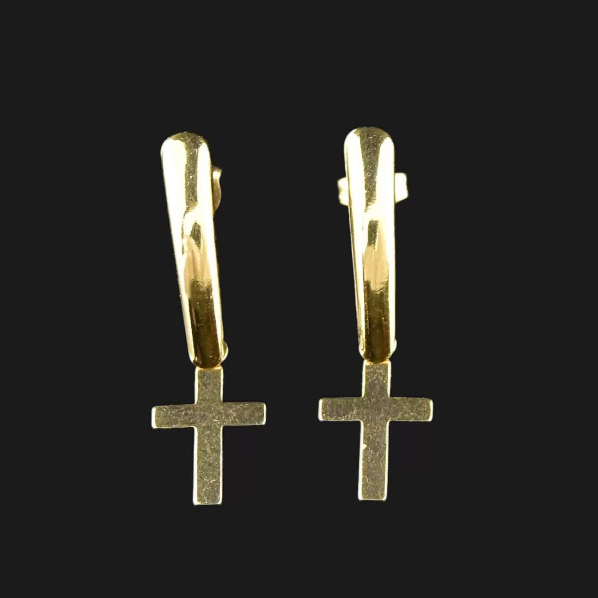 Vintage 14K Gold Cross Post Dangle Earrings