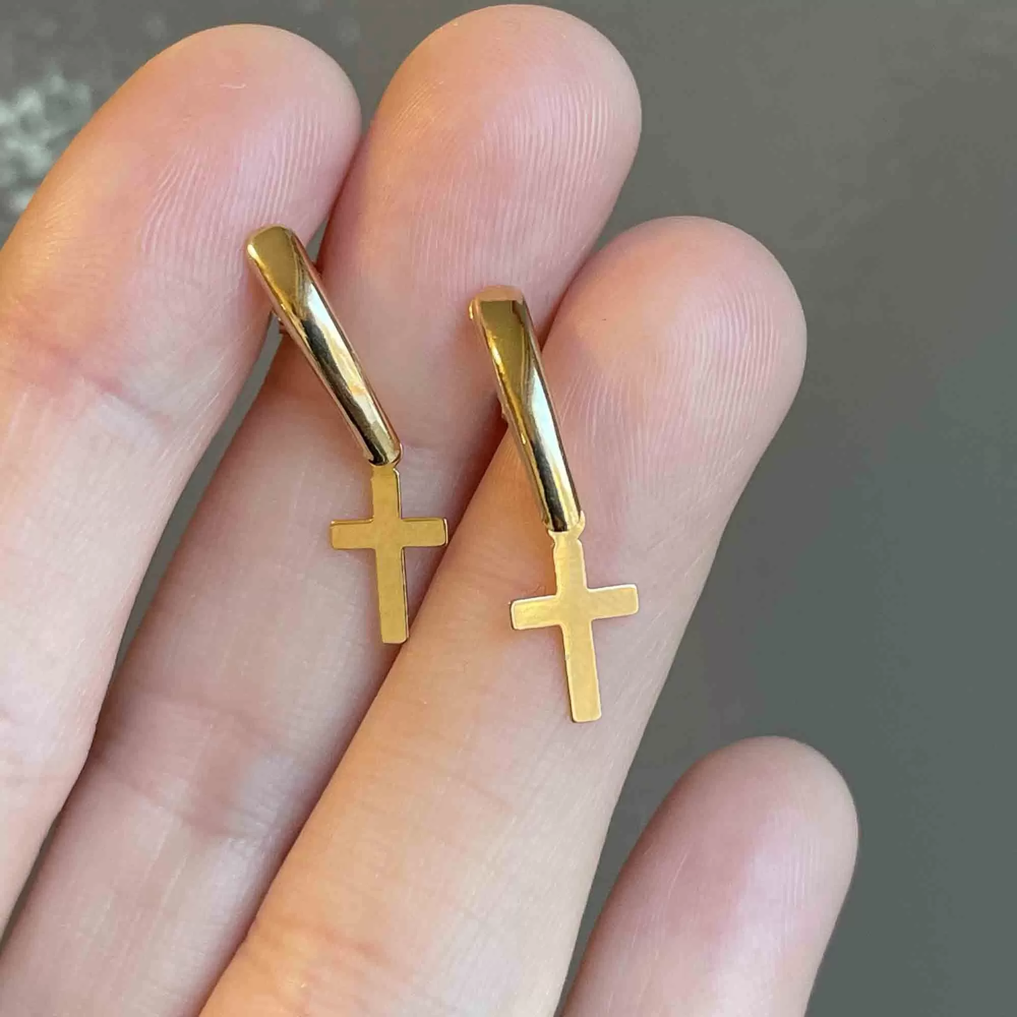 Vintage 14K Gold Cross Post Dangle Earrings