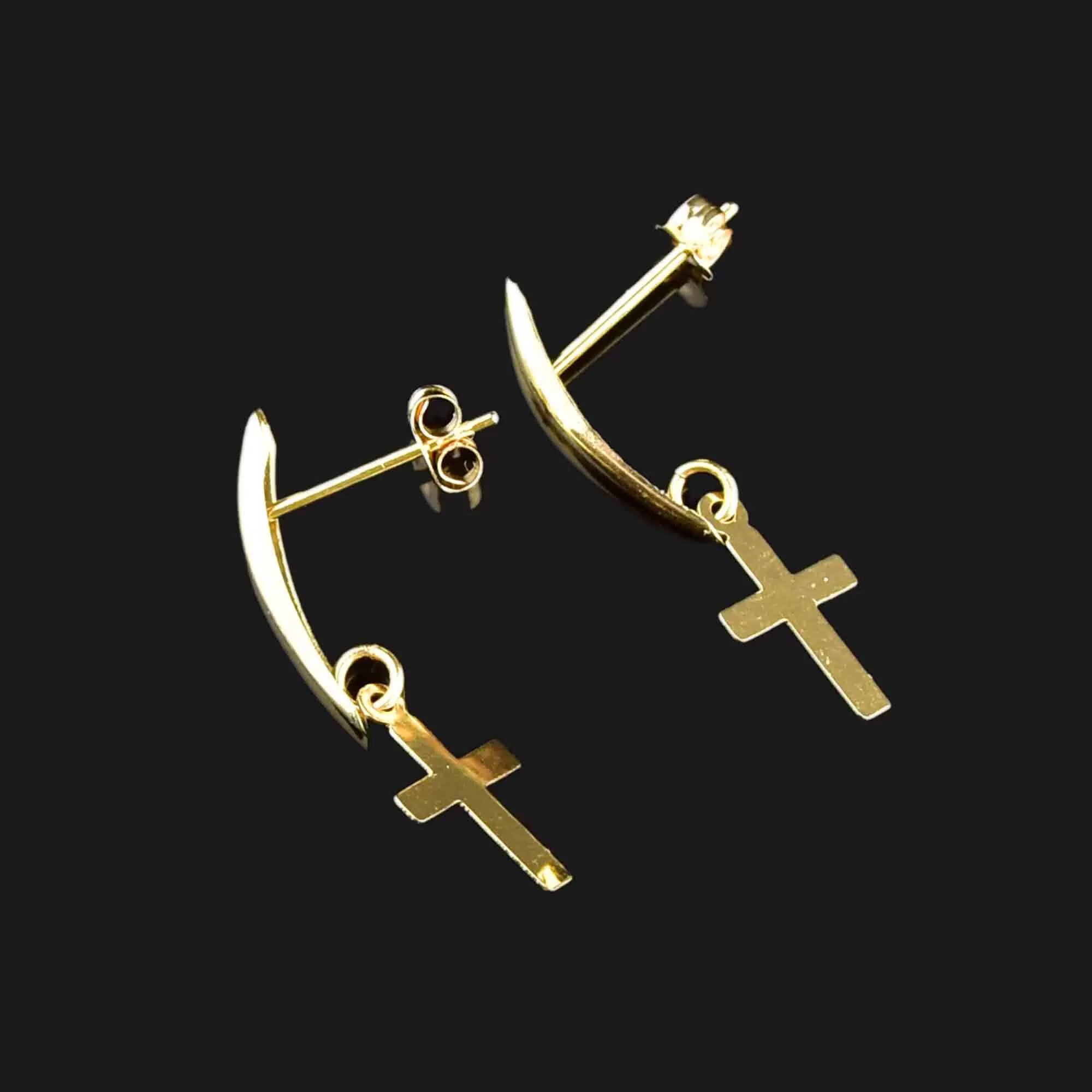 Vintage 14K Gold Cross Post Dangle Earrings