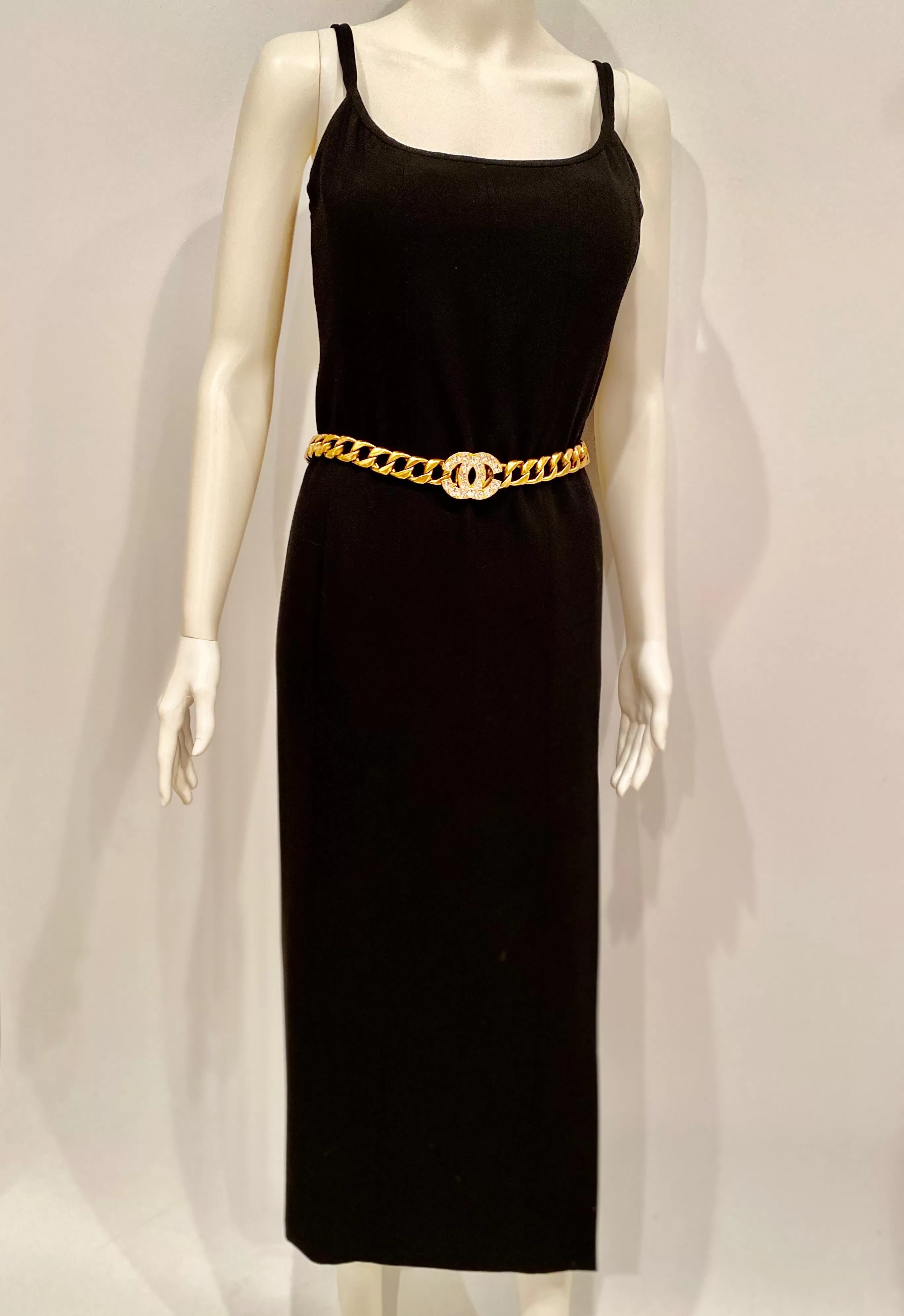 Vintage Chanel 98P, 1998 Spring black maxi long dress FR 40