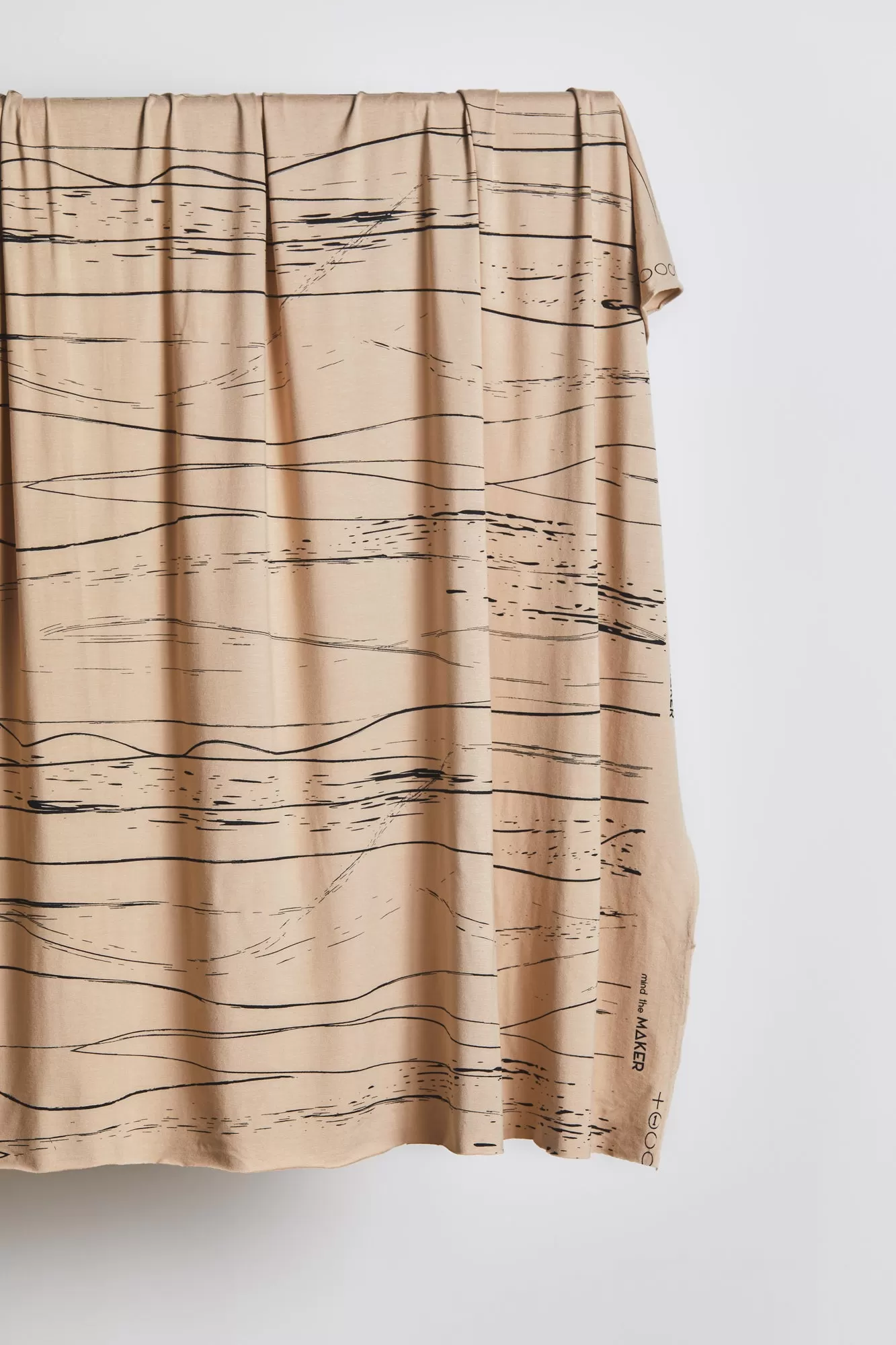 Viscose Stretch Jersey in Stray Lines in Dune