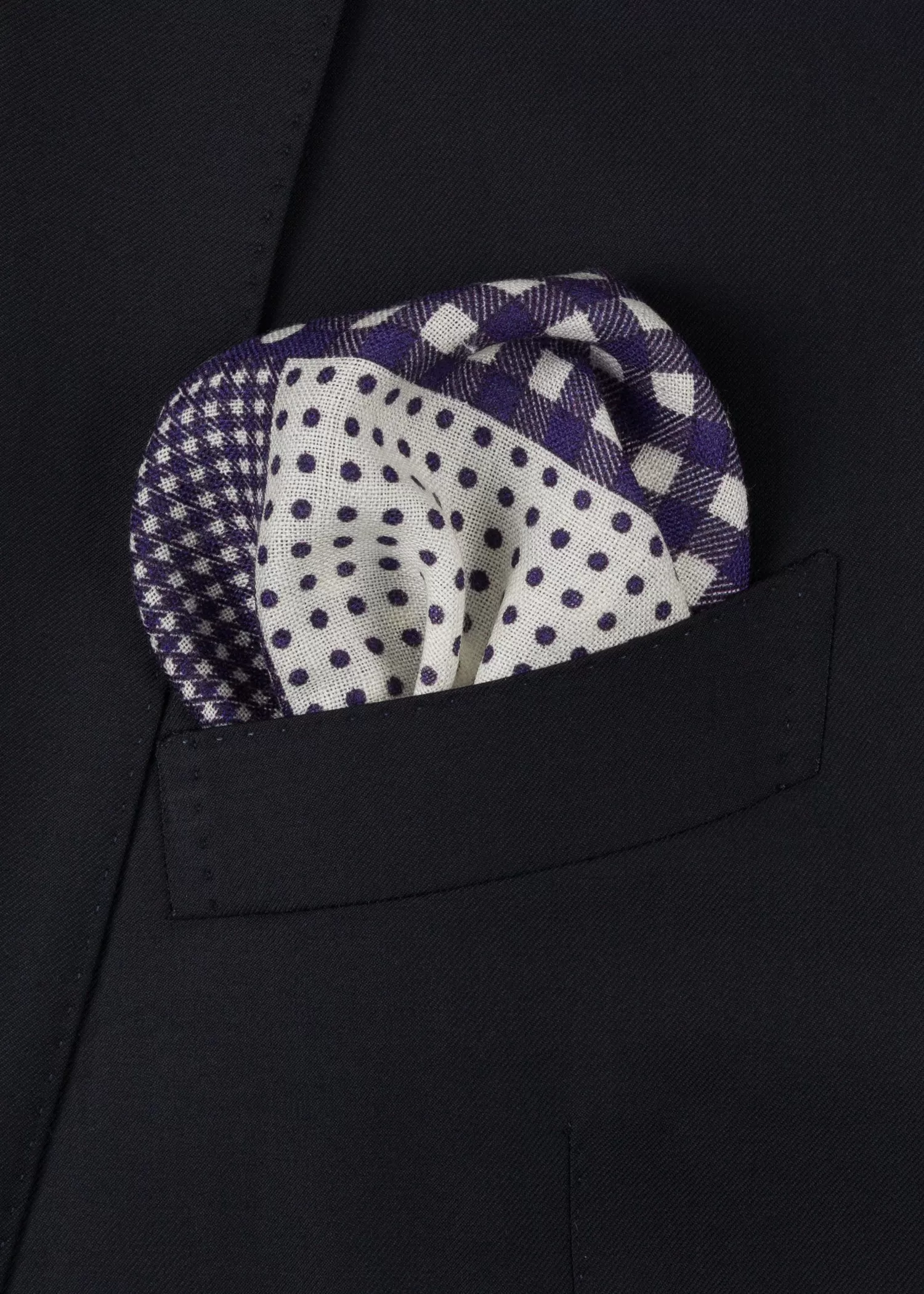 White Blue Pocket Square