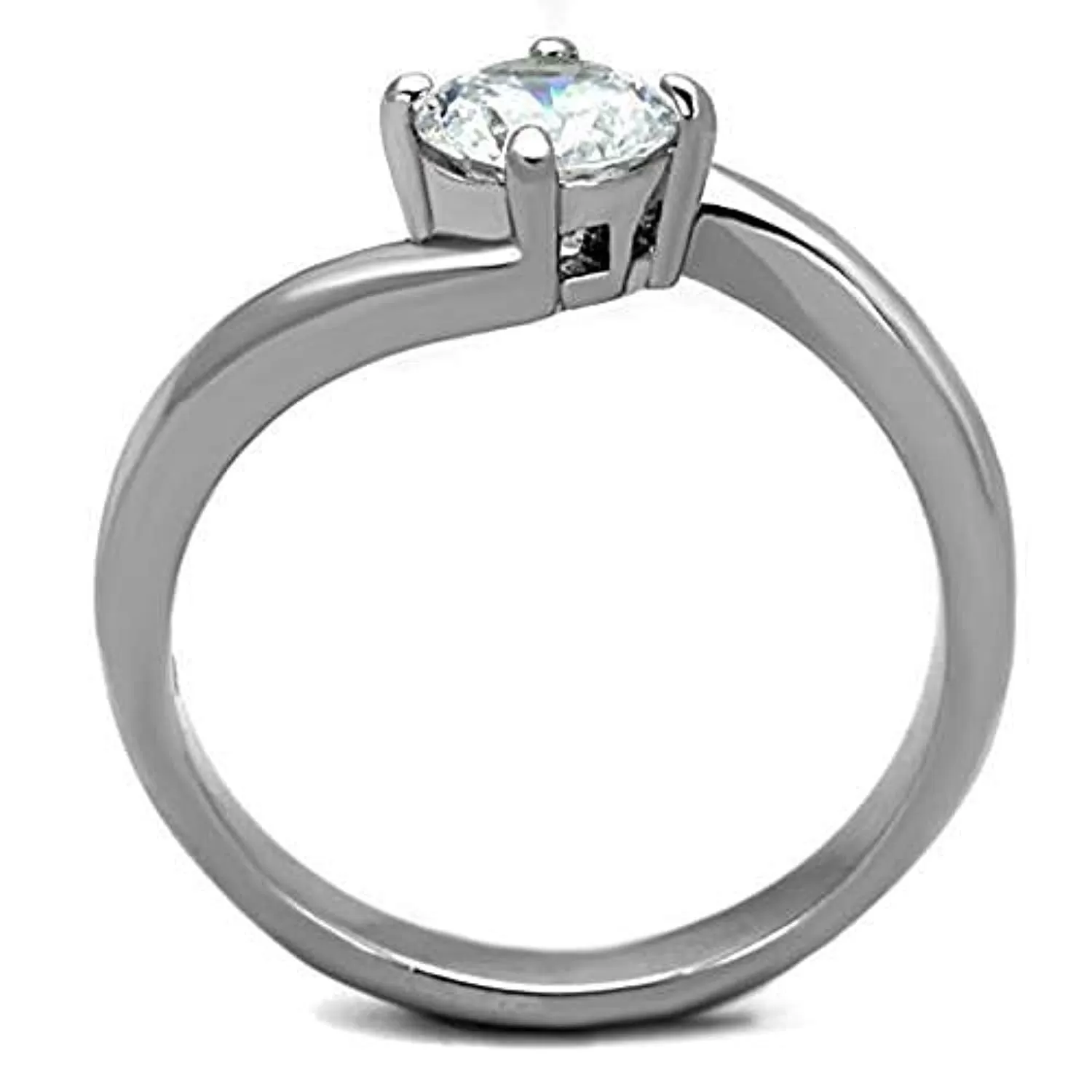 WildKlass Stainless Steel Ring High Polished (no Plating) Women AAA Grade CZ Clear