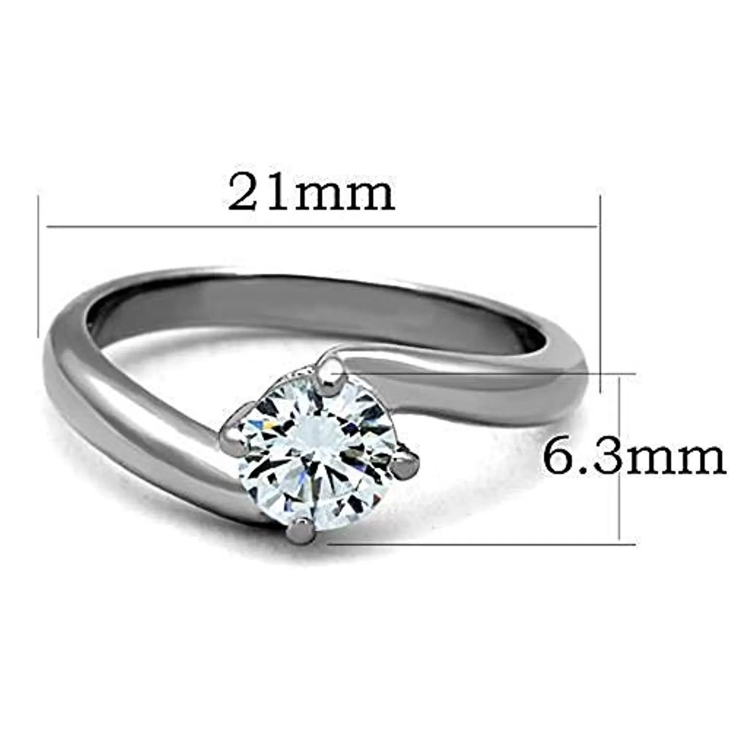 WildKlass Stainless Steel Ring High Polished (no Plating) Women AAA Grade CZ Clear