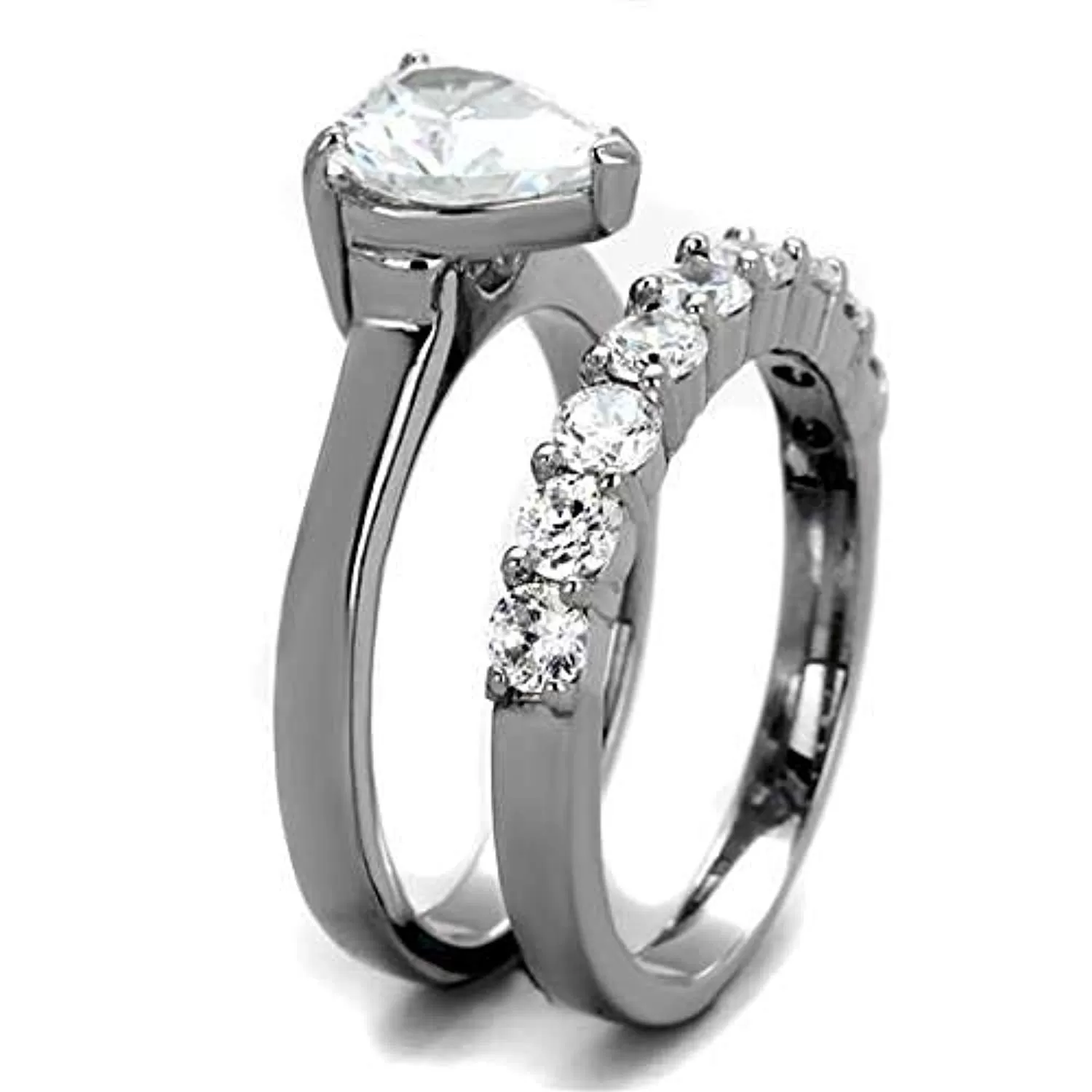 WildKlass Stainless Steel Ring High Polished Women AAA Grade CZ Clear