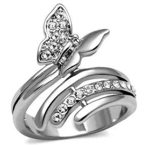 WildKlass Stainless Steel Ring High Polished Women AAA Grade CZ Clear