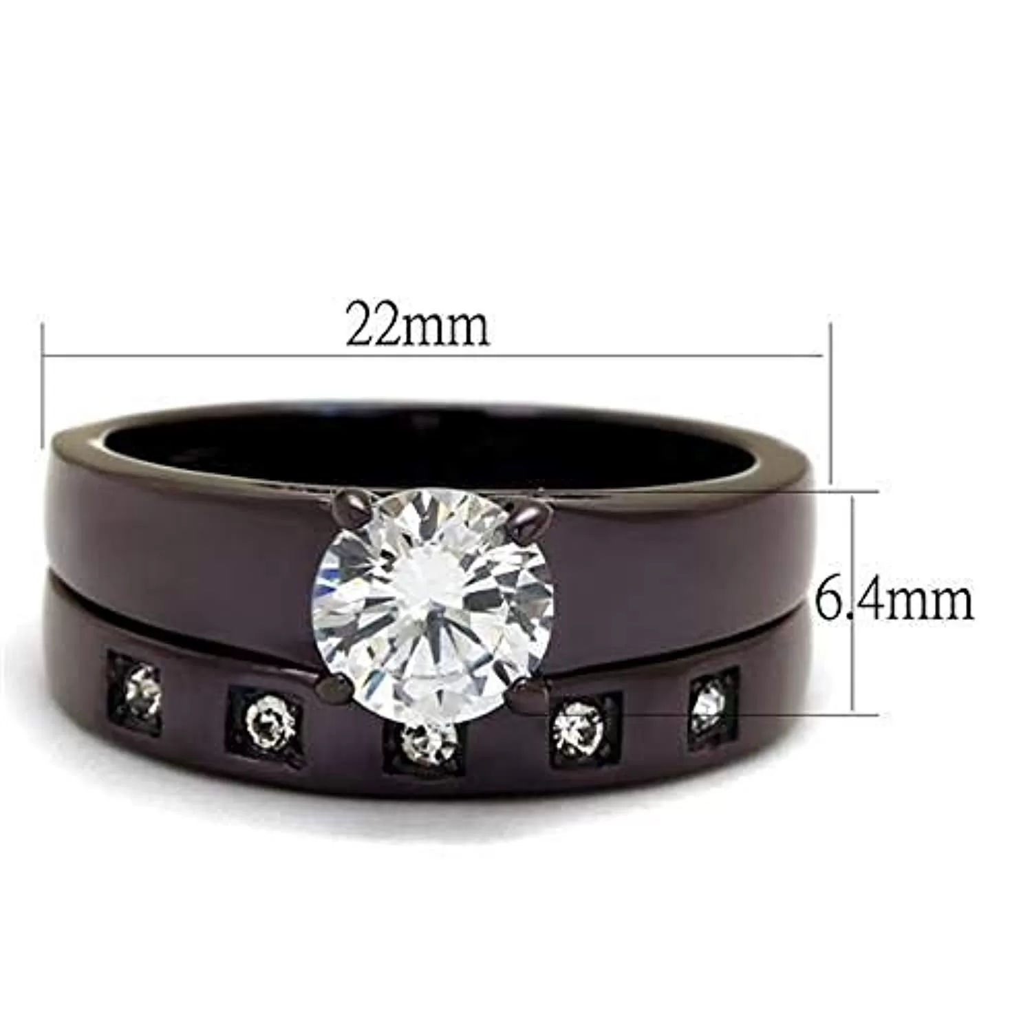 WildKlass Stainless Steel Ring IP Dark Brown (IP Coffee) Women AAA Grade CZ Clear