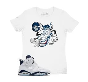 Womens Midnight Navy 6 Shirt - Fly Kicks - White