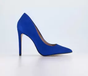 Womens Office Hadley  Pointed Toe Court Heels Blue Nubuck