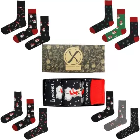 Xact Mens Christmas Xmas Socks Gift Box - UK 7-11 (3-Pack)