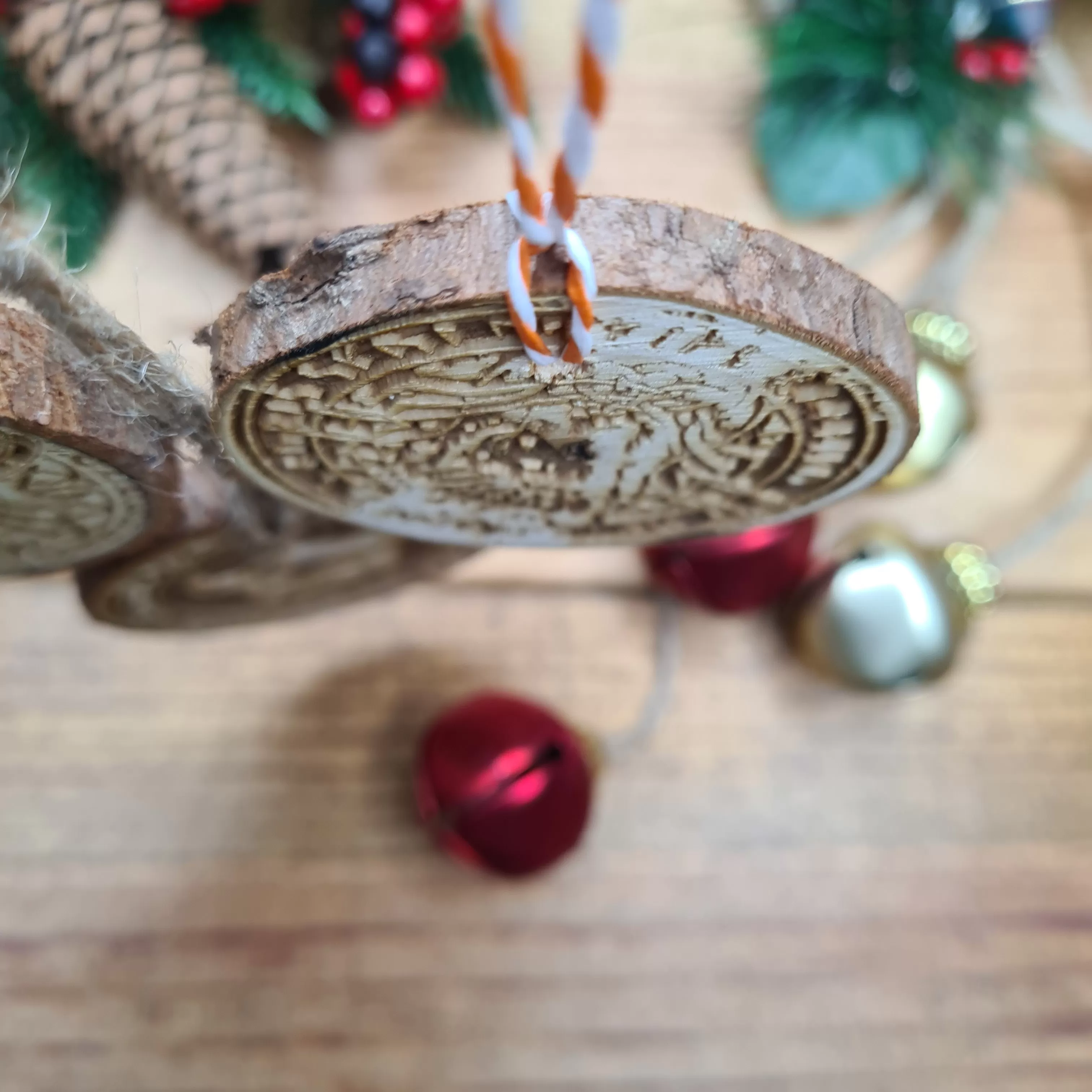 Yule Tree Log Slice Decoration