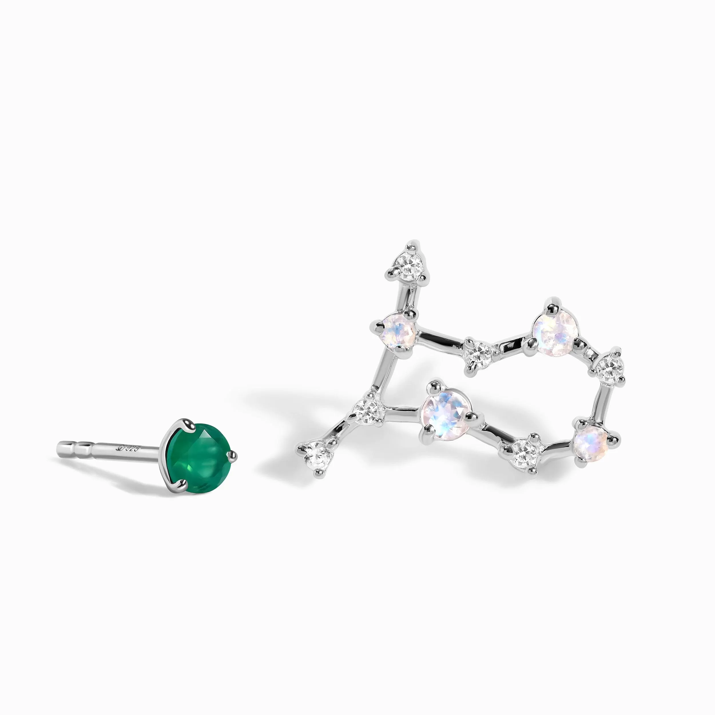 Zodiac Birthstone Studs - Gemini Green Onyx