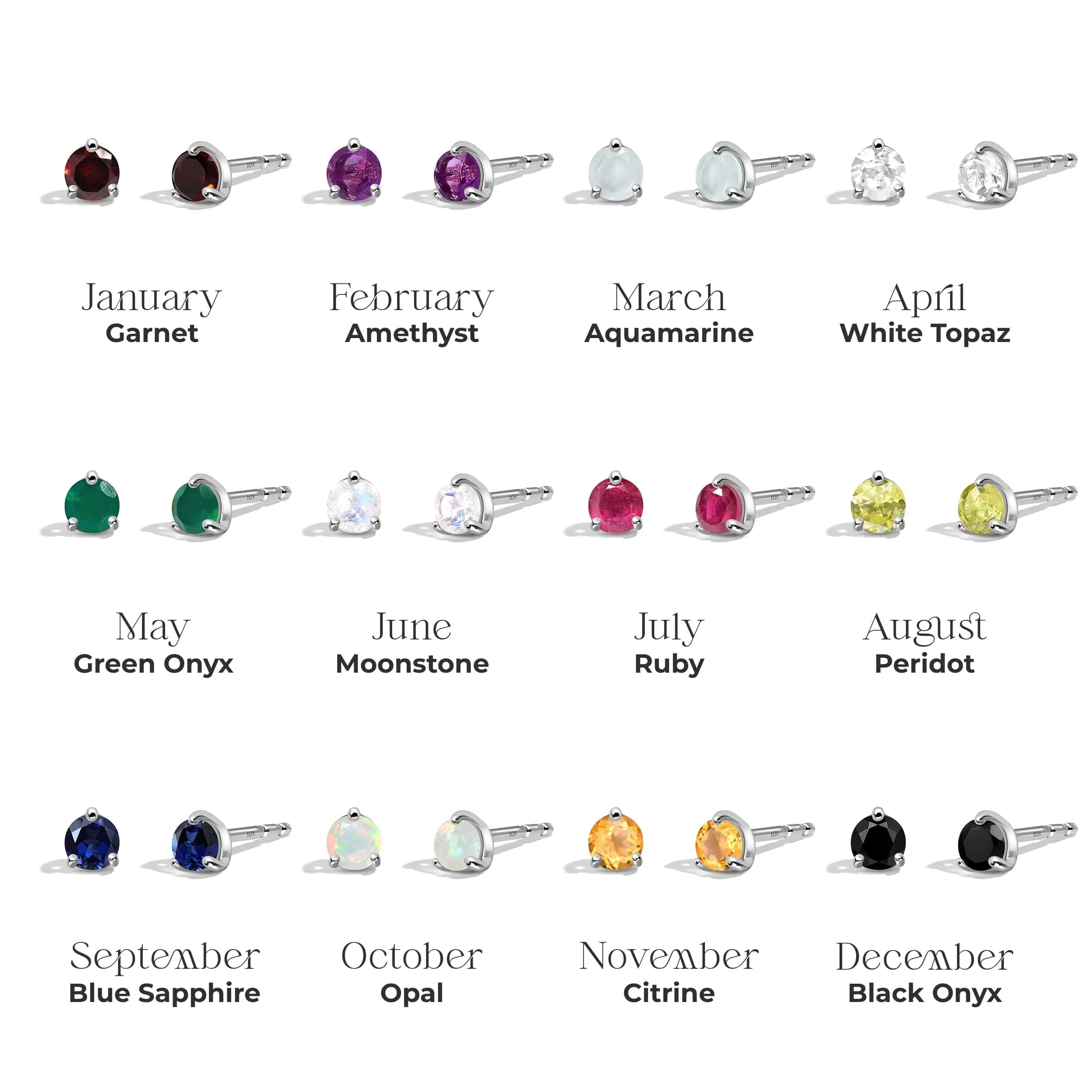 Zodiac Birthstone Studs - Gemini Green Onyx