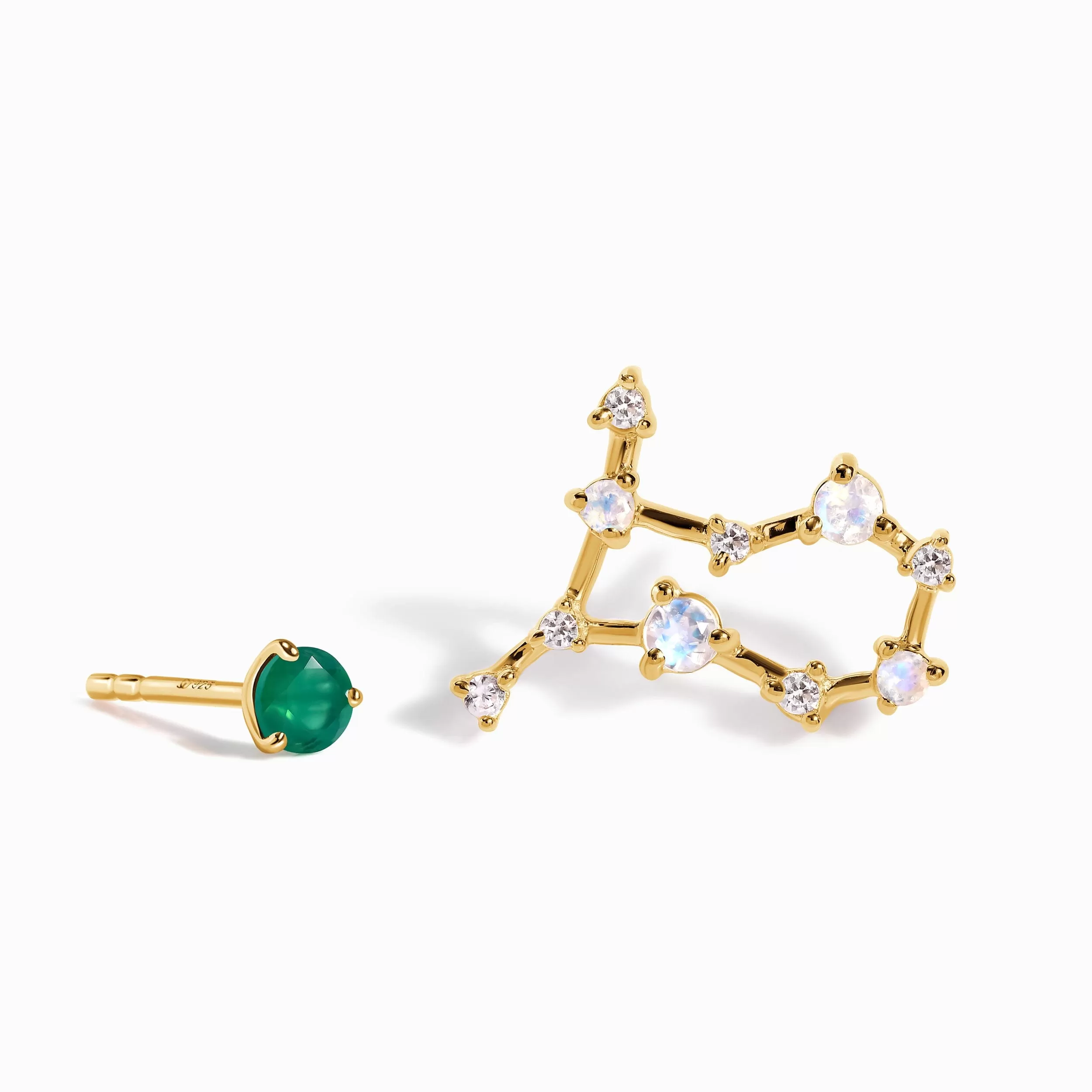 Zodiac Birthstone Studs - Gemini Green Onyx